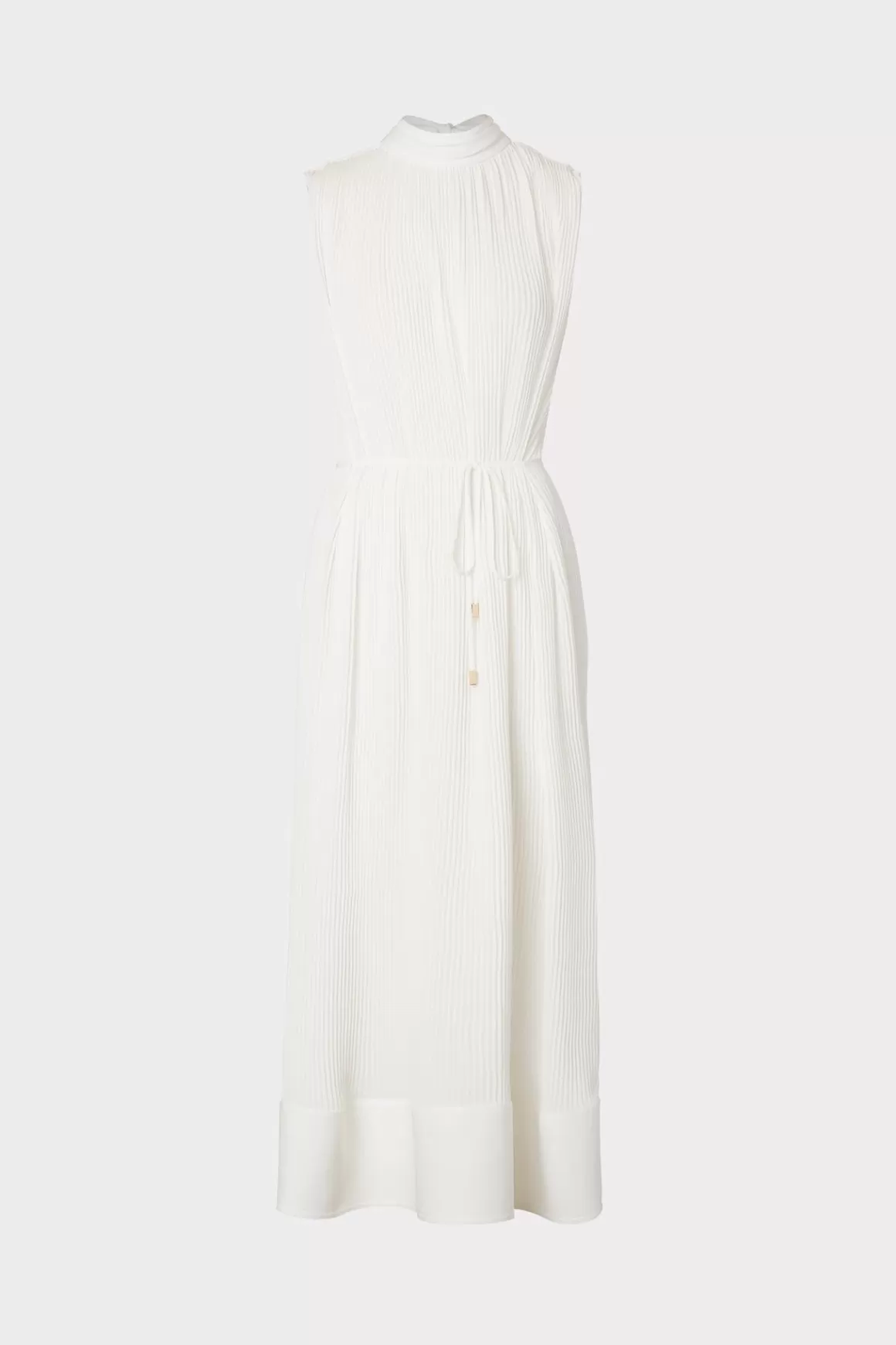 MILLY White Dresses-Melina Solid Pleated Dress White