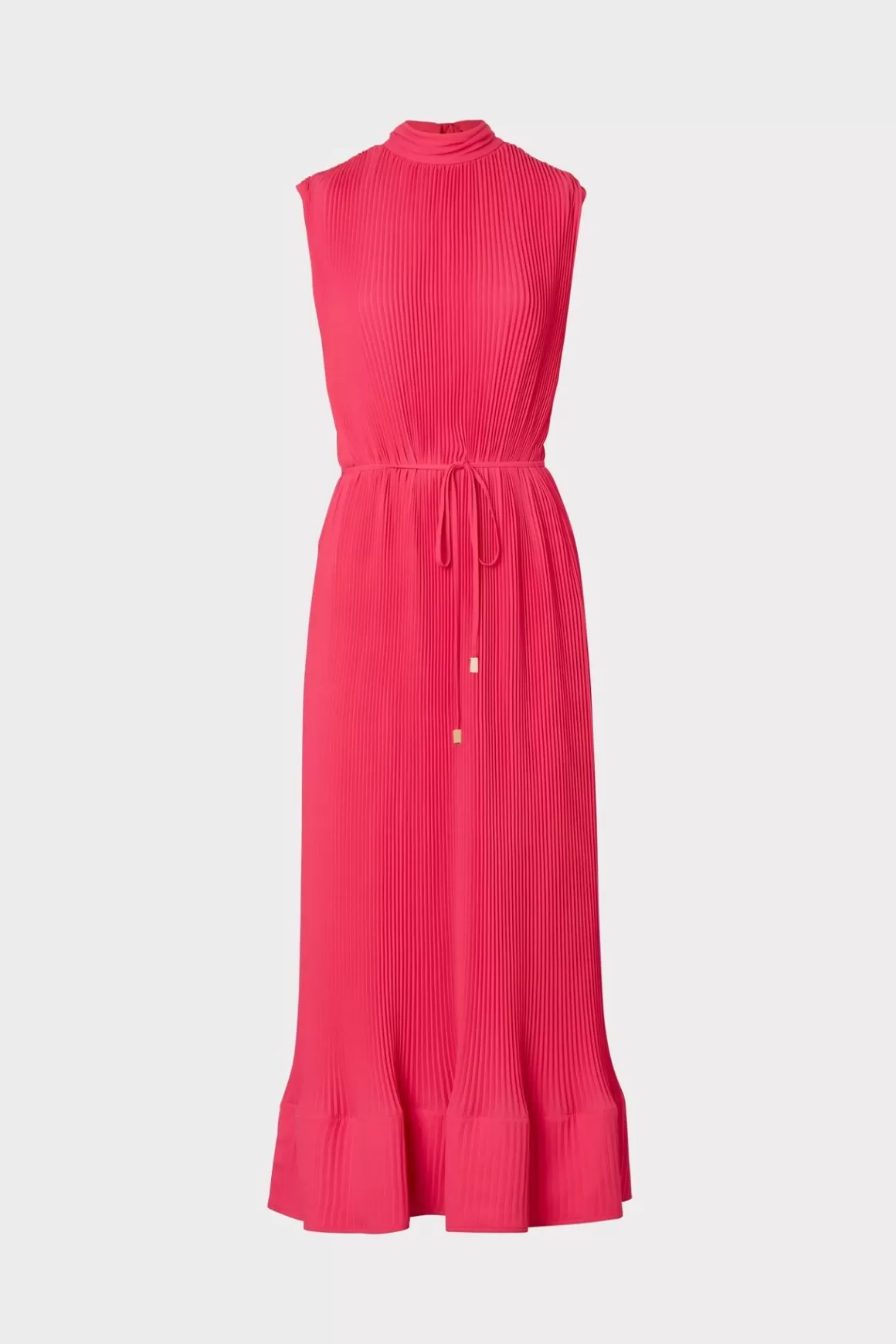 MILLY Guest Of Dresses-Melina Solid Pleated Dress Milly Pink