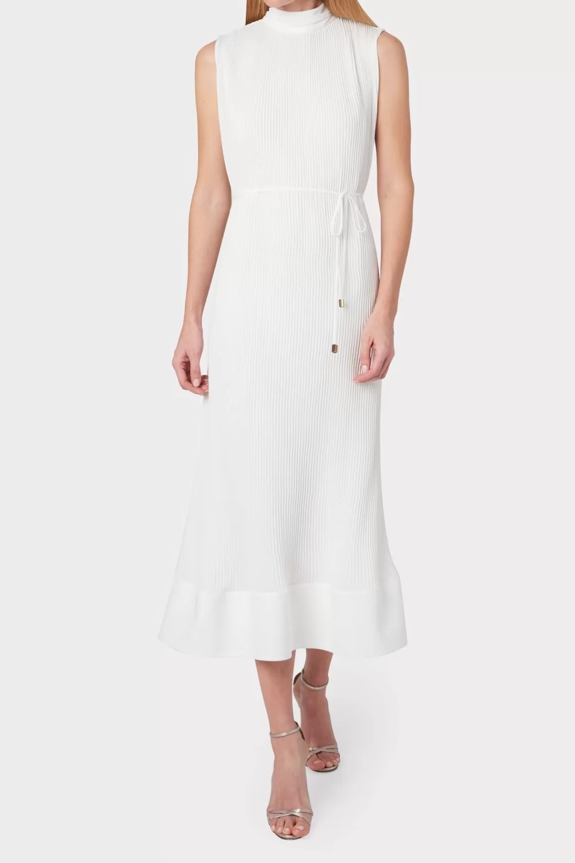 MILLY White Dresses-Melina Solid Pleated Dress White