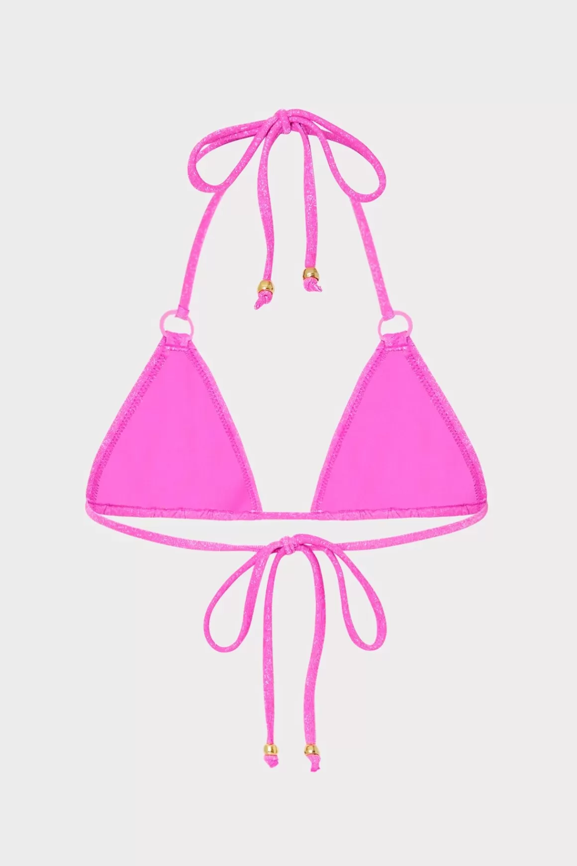 MILLY Bikinis-Metallic Ring Triangle Bikini Top Fuchsia/Silver