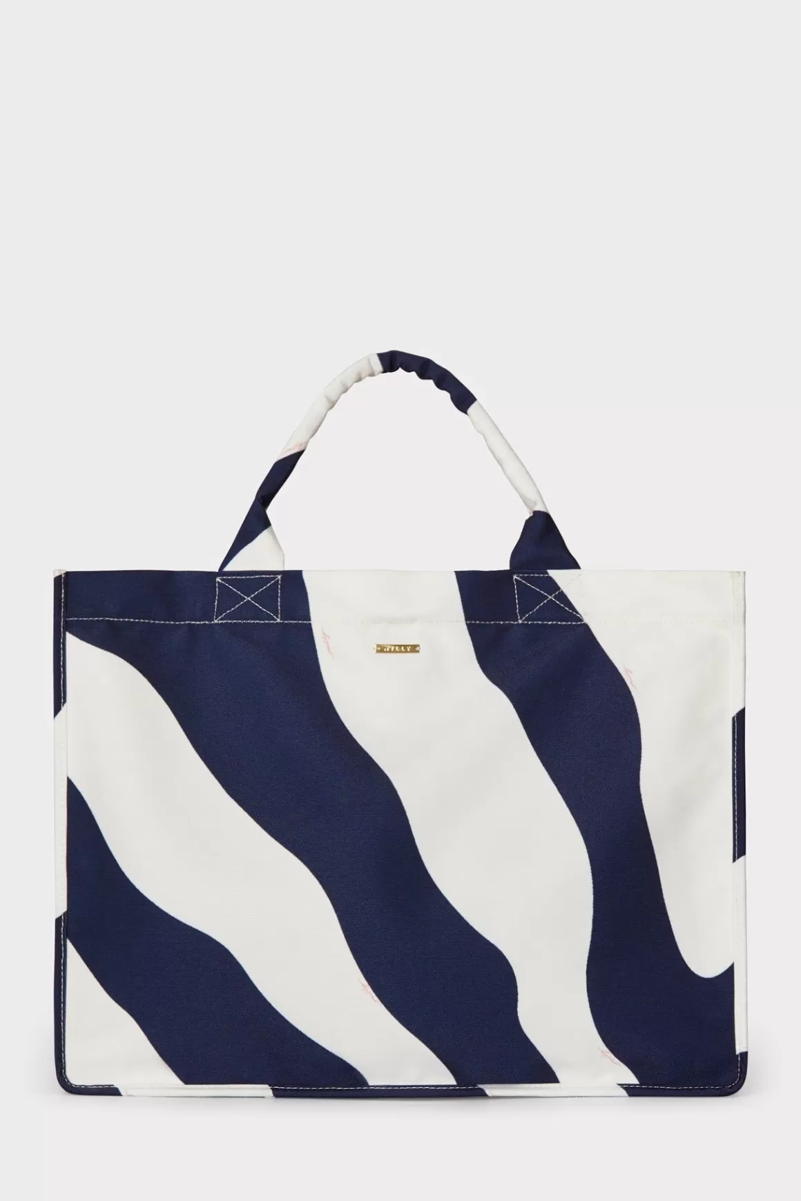 MILLY Accessories-Mimi Canvas Tote Ecru/Navy