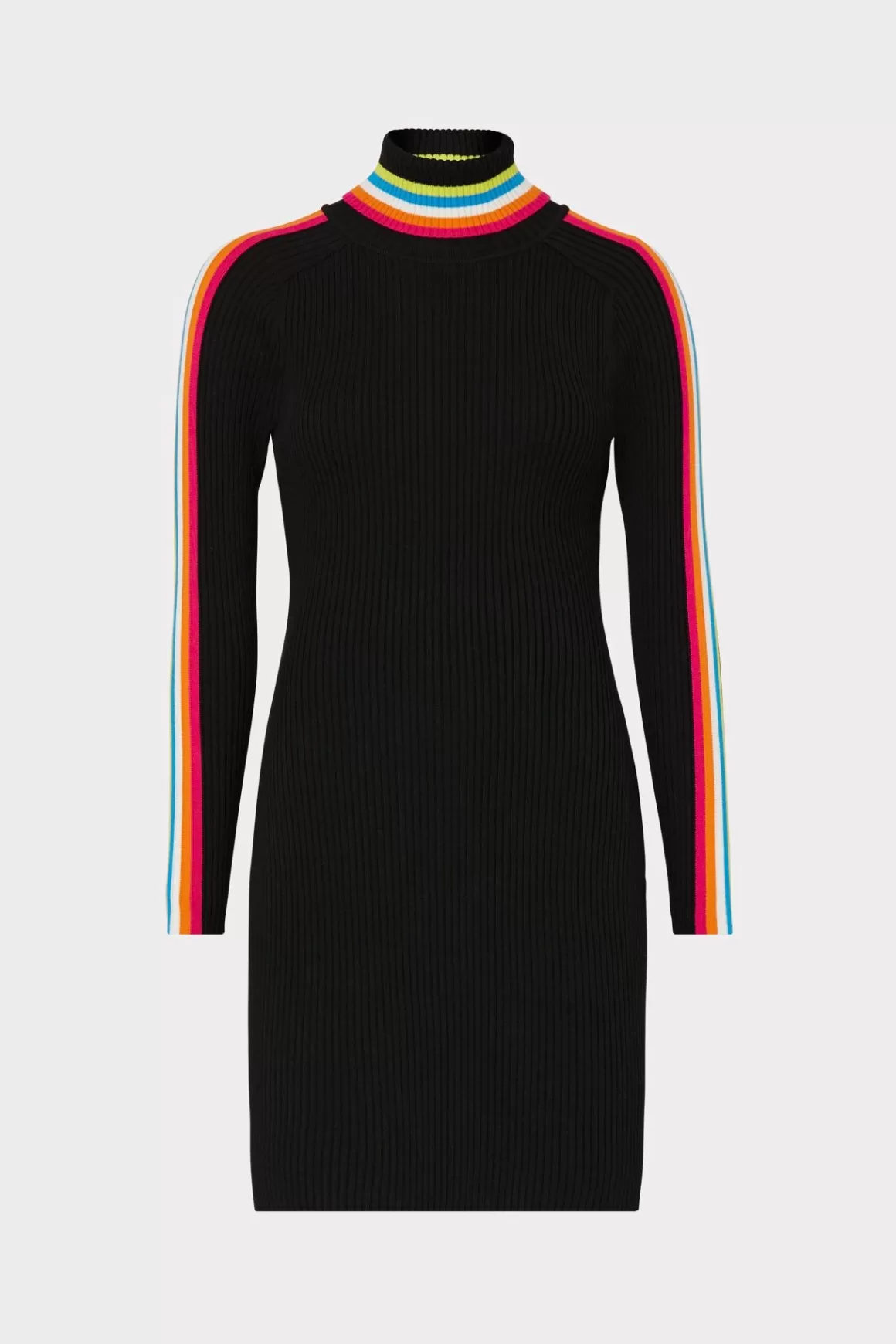 MILLY Knit Dresses-Multi Color Racer Stripe Mini Dress Black Multi