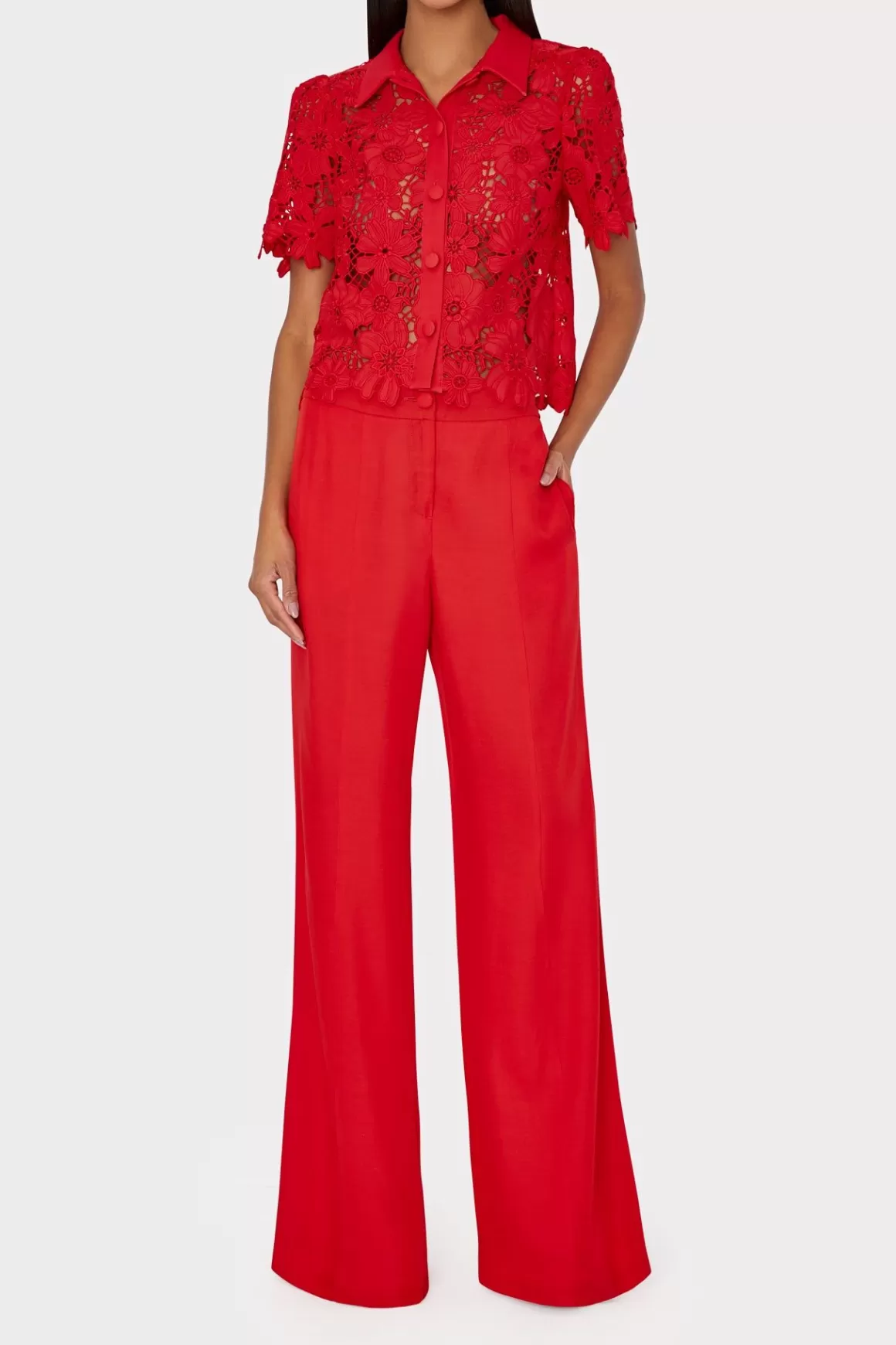 MILLY Pants-Nash Viscose Twill Pants Red