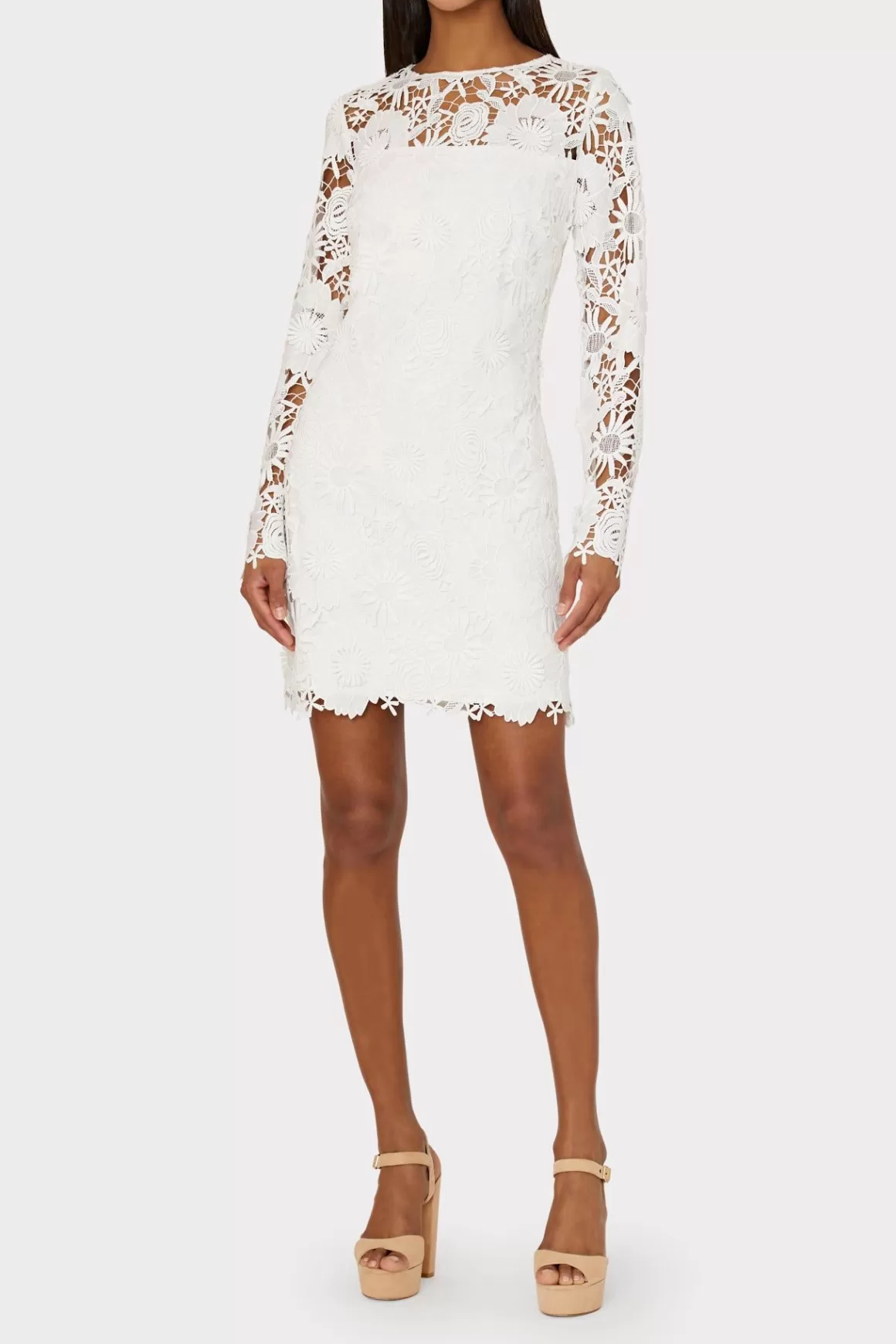 MILLY White Dresses-Nessa 3D Lace Dress White