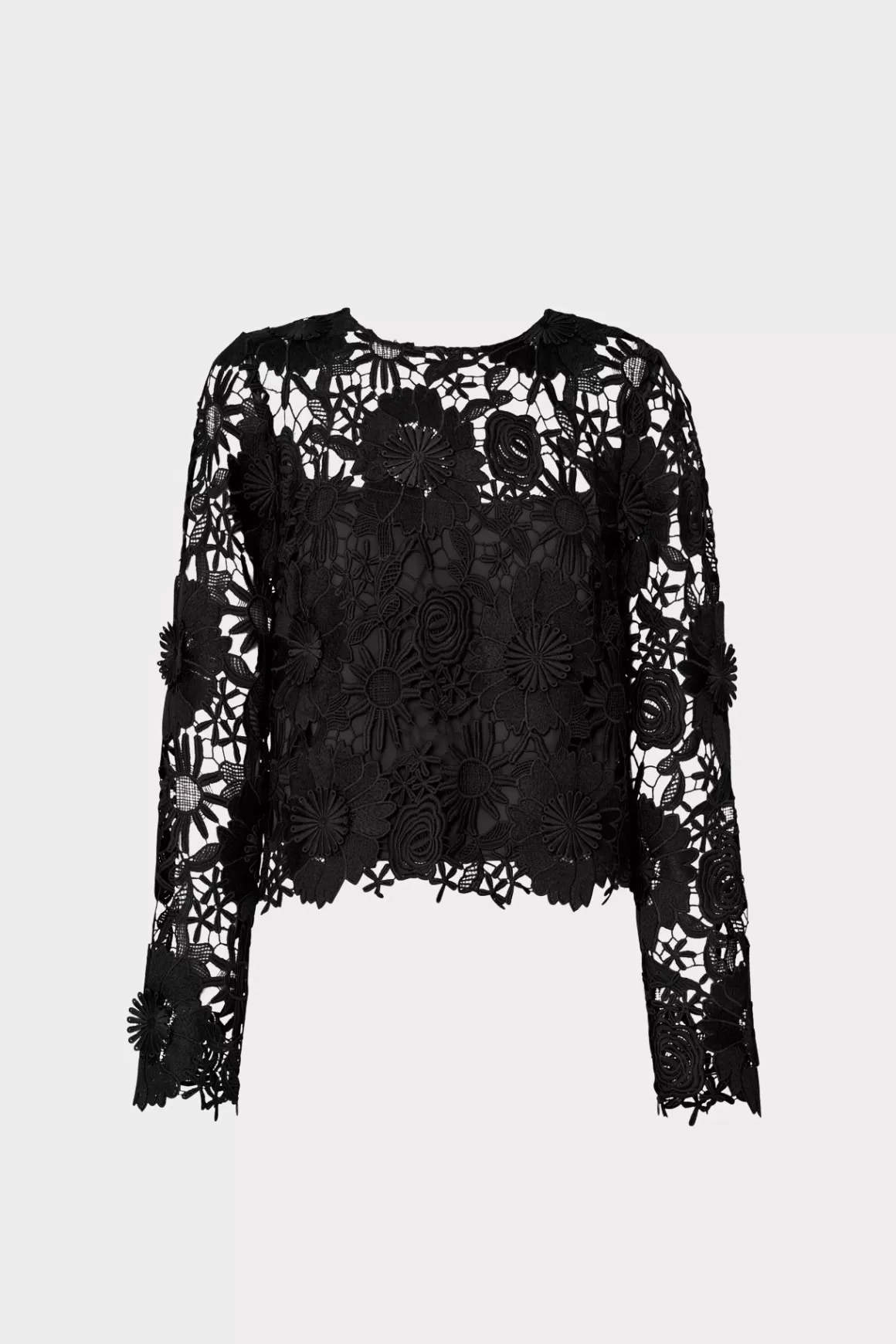 MILLY Tops-Nori 3D Lace Shirt Black