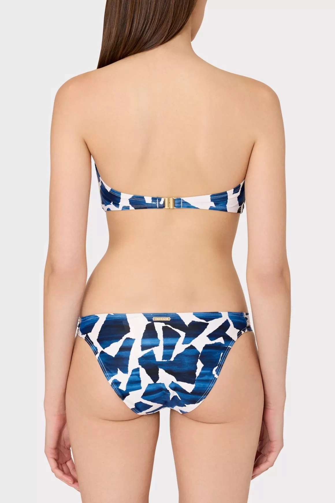 MILLY Bikinis-Ocean Puzzle Bandeau Top Navy Multi