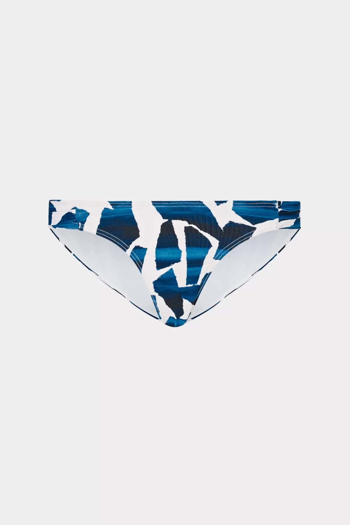 MILLY Bikinis-Ocean Puzzle Ruched Sides Bikini Bottom Navy Multi