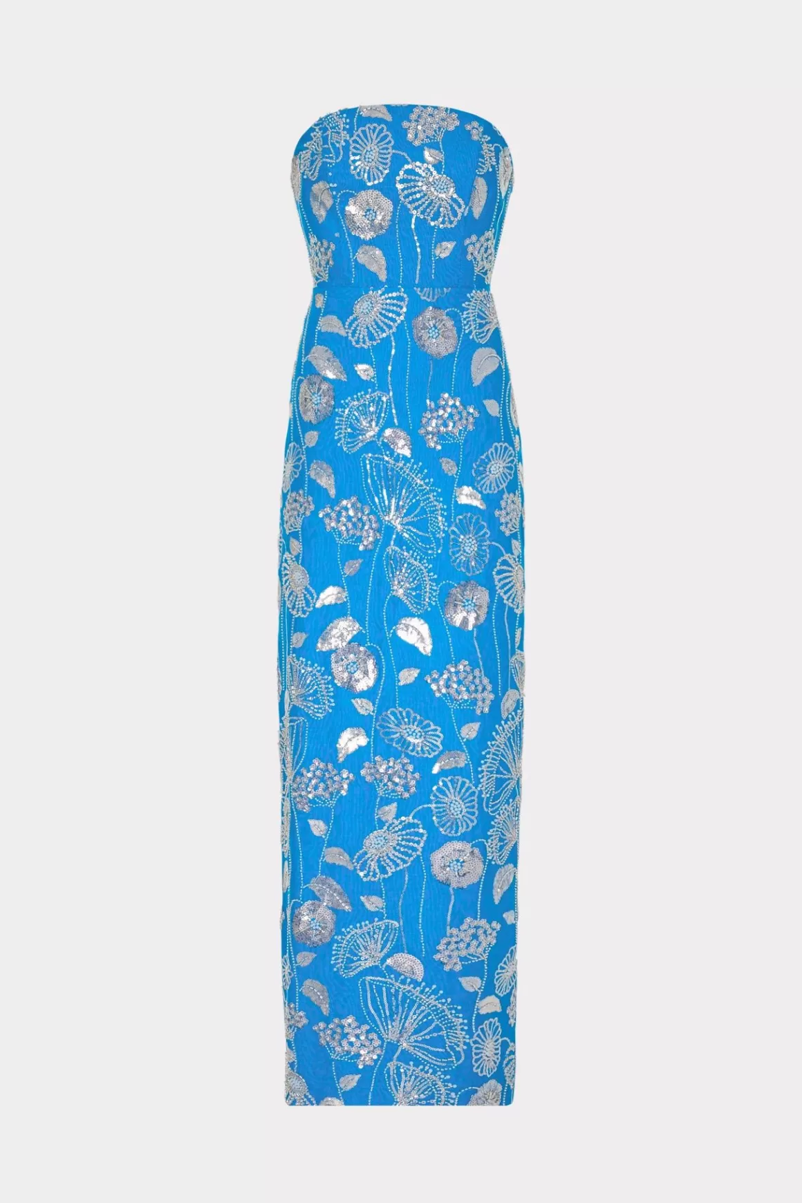 MILLY Guest Of Dresses-Orion Sequin Embellished Linen Dress Blue/White