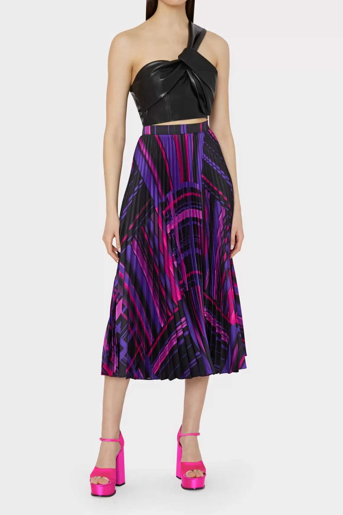 MILLY Skirts-Otha Patchwork Plaid Skirt Purple Multi