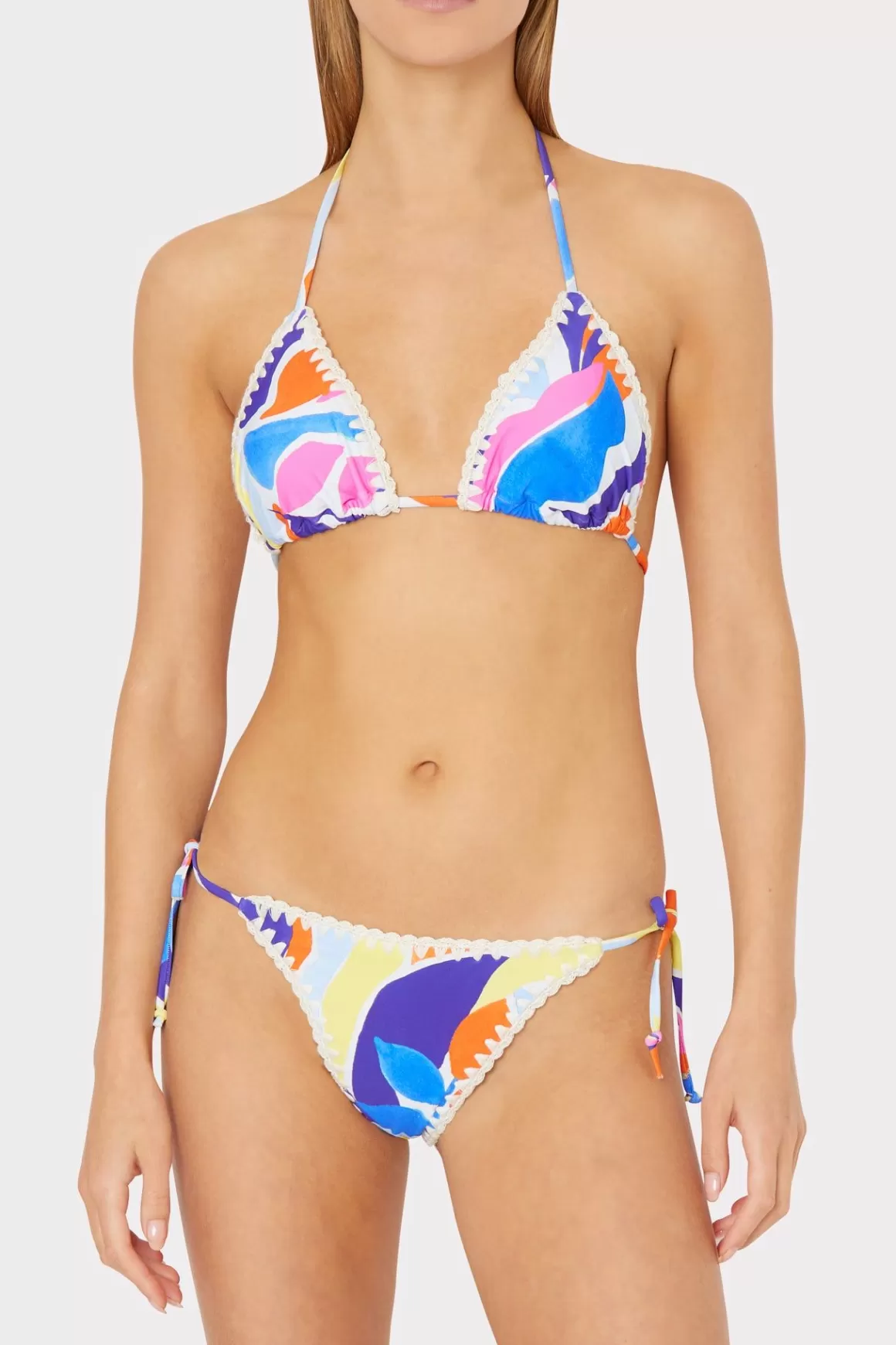 MILLY Bikinis-Painted Bloom Bikini Bottom Blue Multi