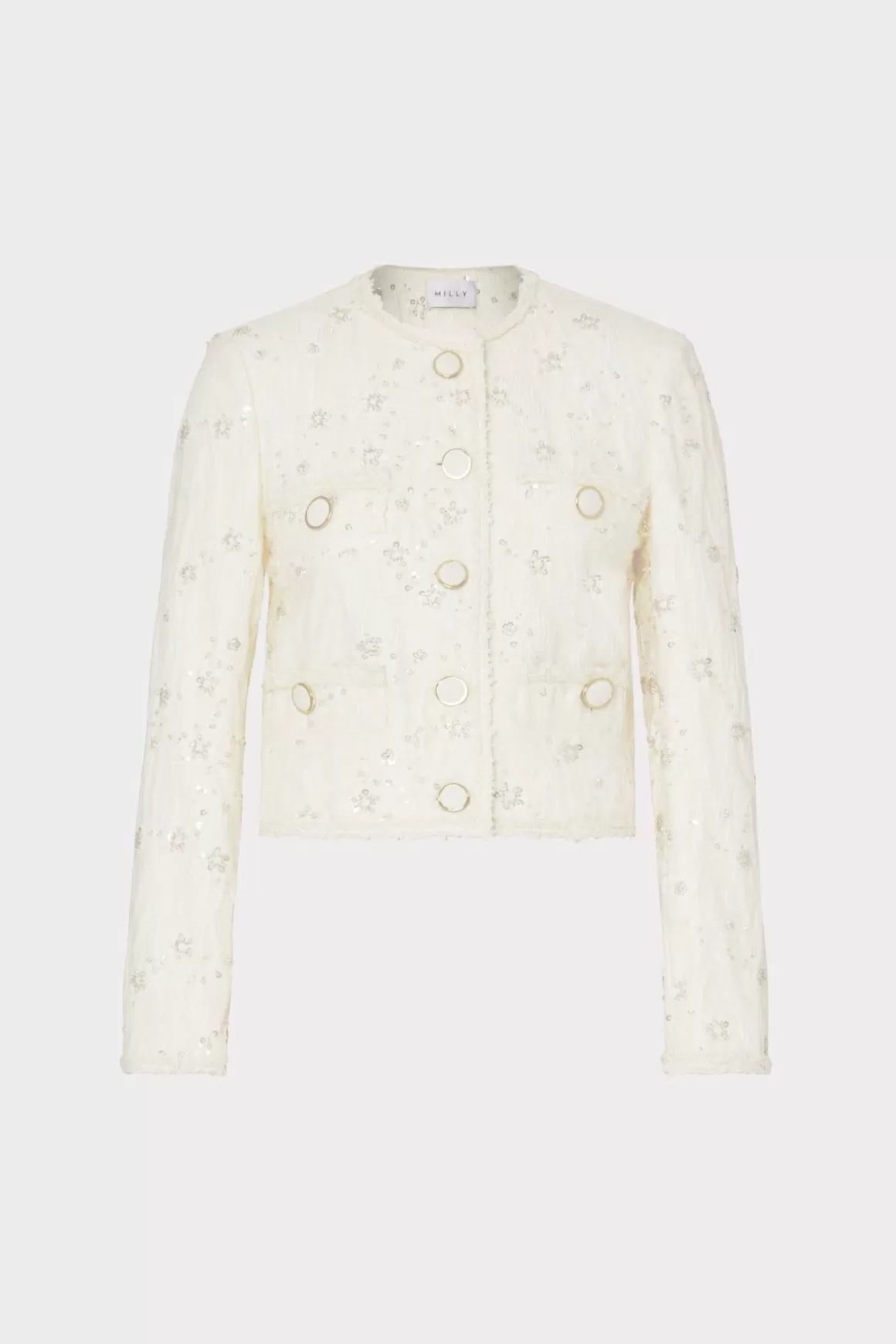 MILLY Coats & Jackets-Pheobe Beaded Jacket Ecru