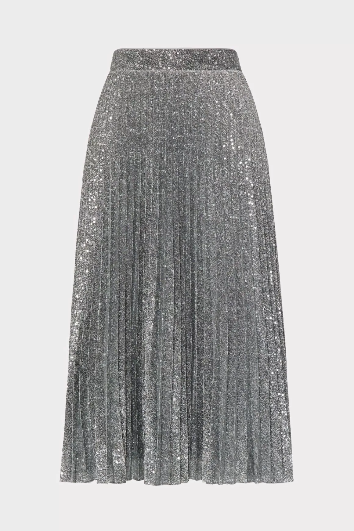 MILLY Skirts-Rayla Pleated Sequins Skirt Silver