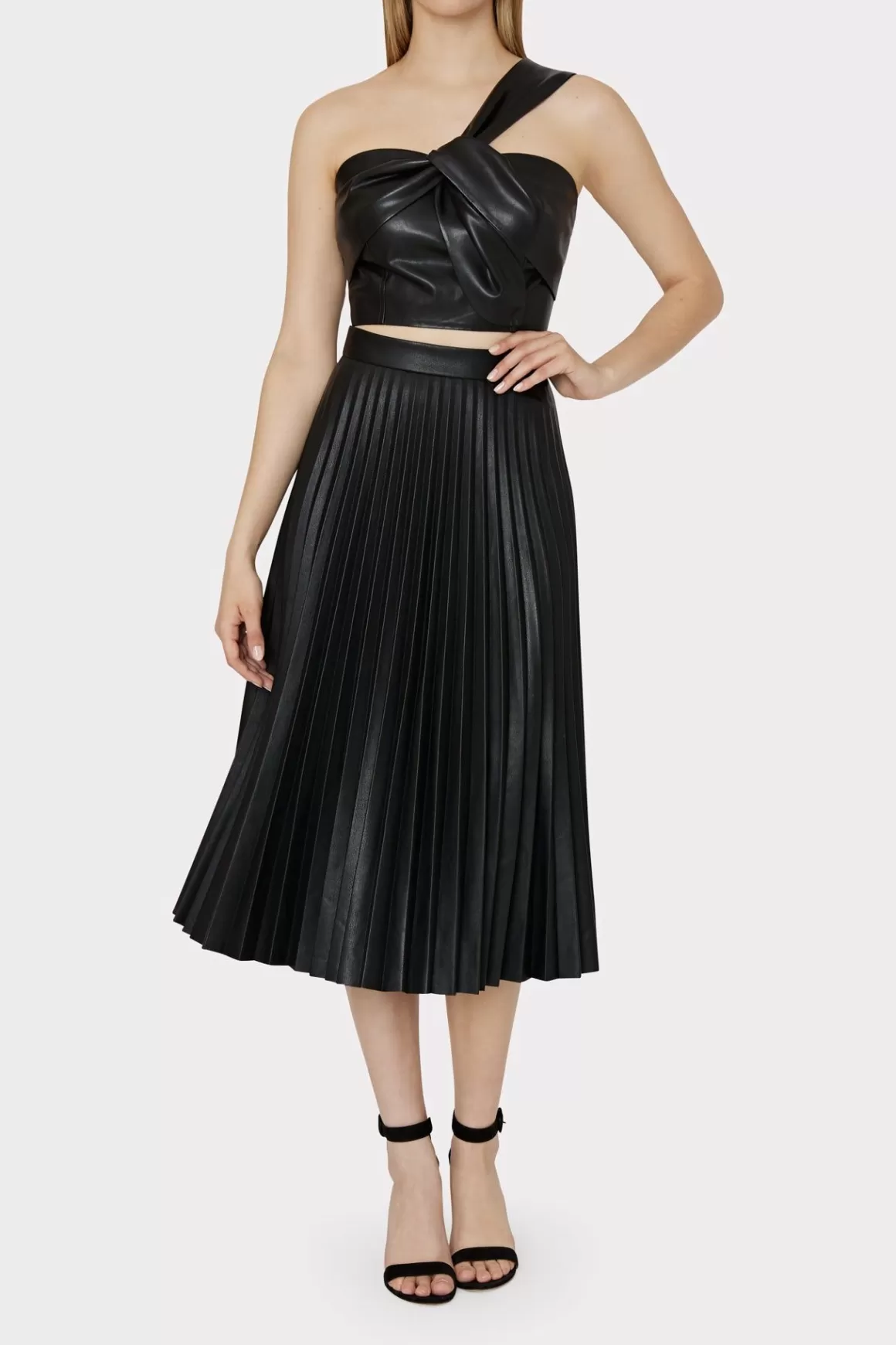 MILLY Skirts-Rayla Vegan Leather Pleated Skirt Black