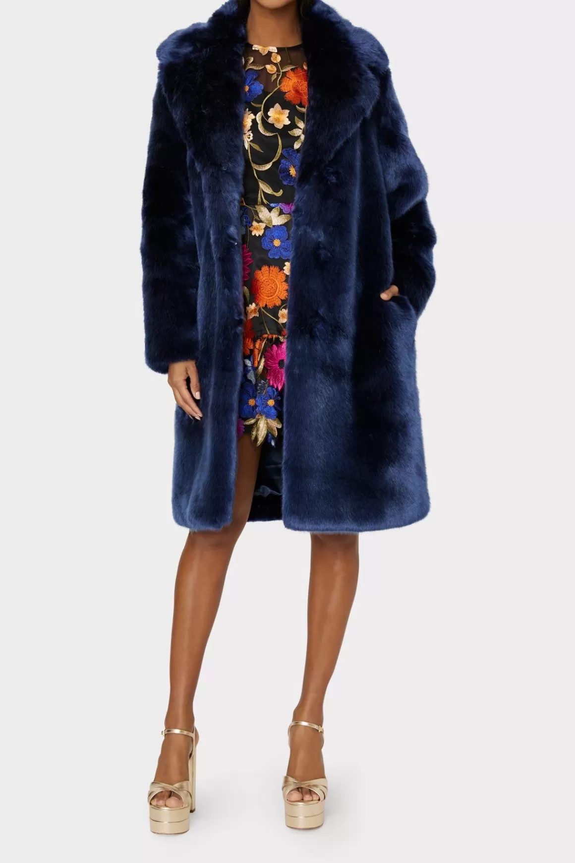 MILLY Coats & Jackets-Riley Faux Fur Coat Navy