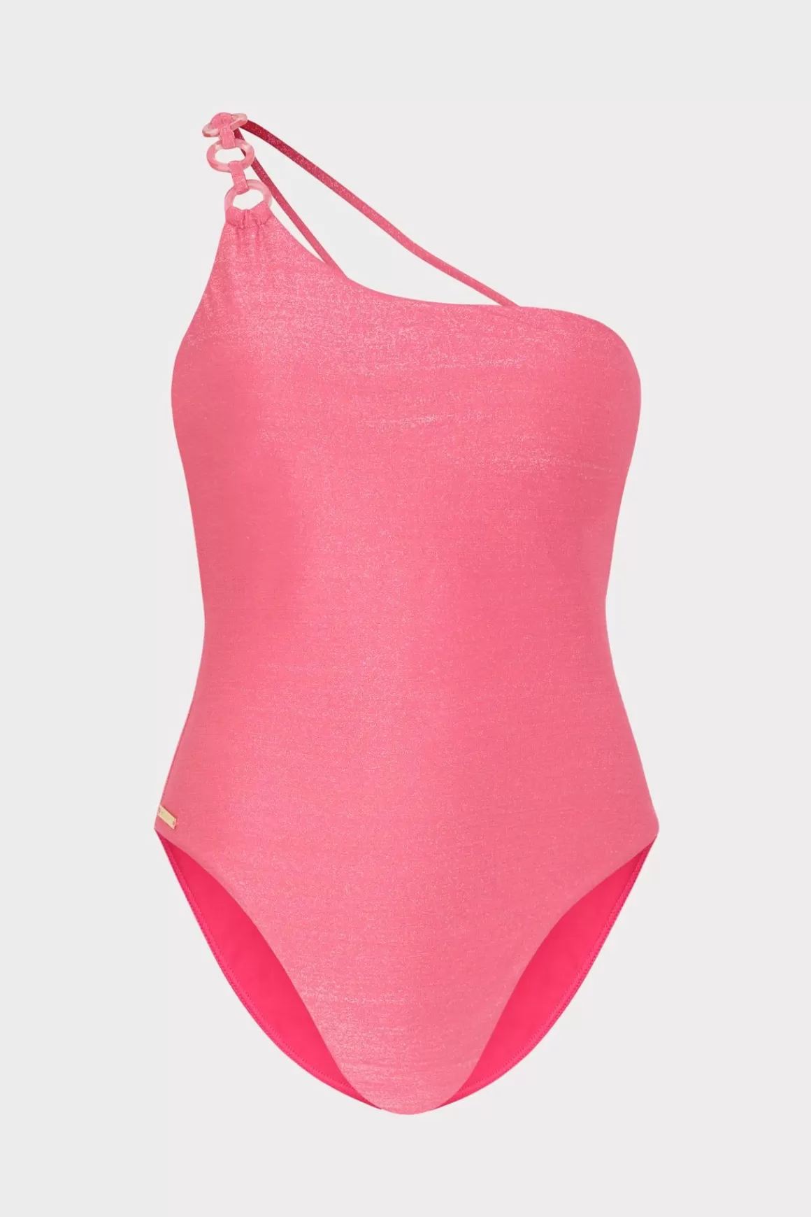 MILLY One Piece Swimsuits-Ring One Shoulder One Piece Shimmer Pink