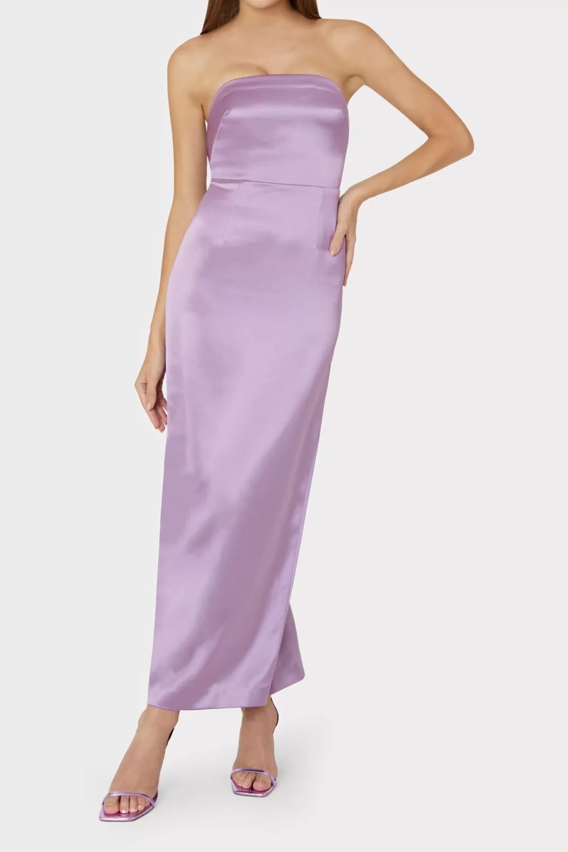 MILLY Maxi Dresses-Riva Hammered Satin Gown Purple