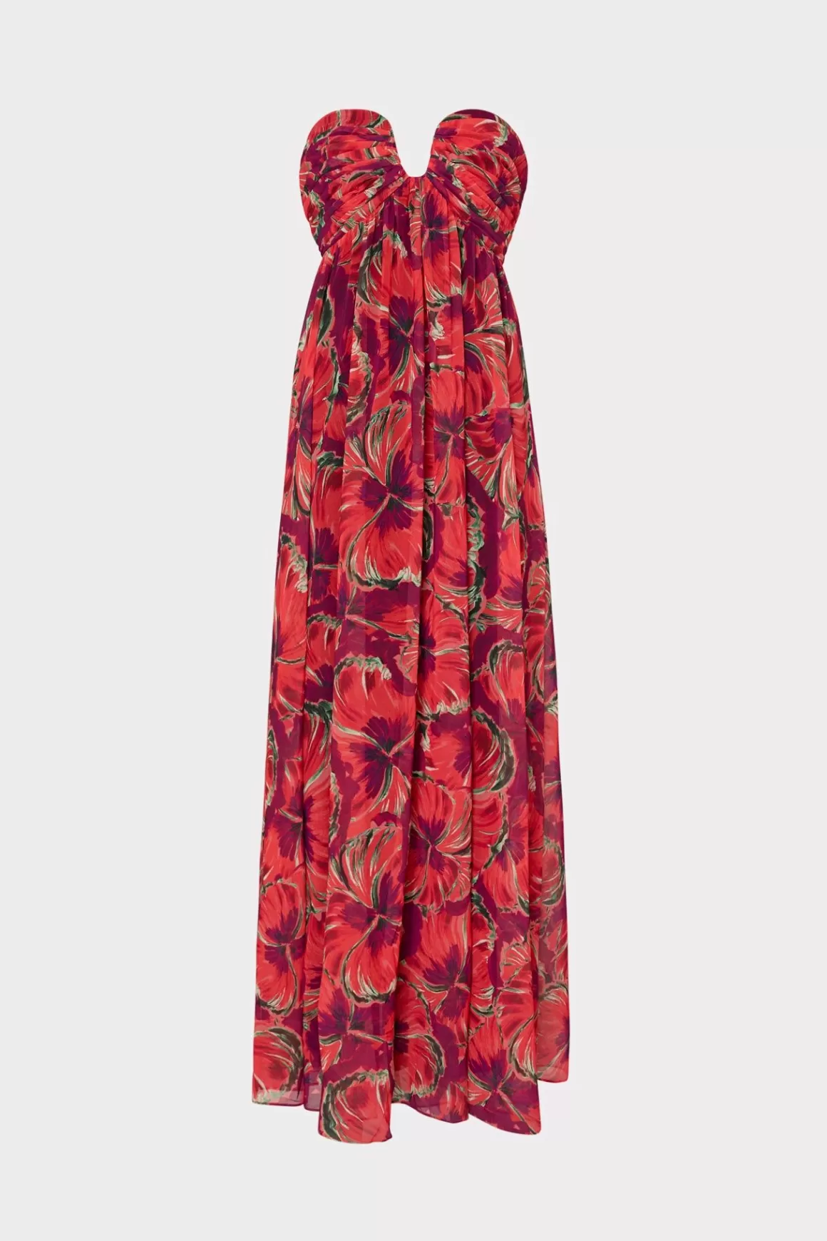 MILLY Evening Gowns-River Windmill Floral Dress Red Multi