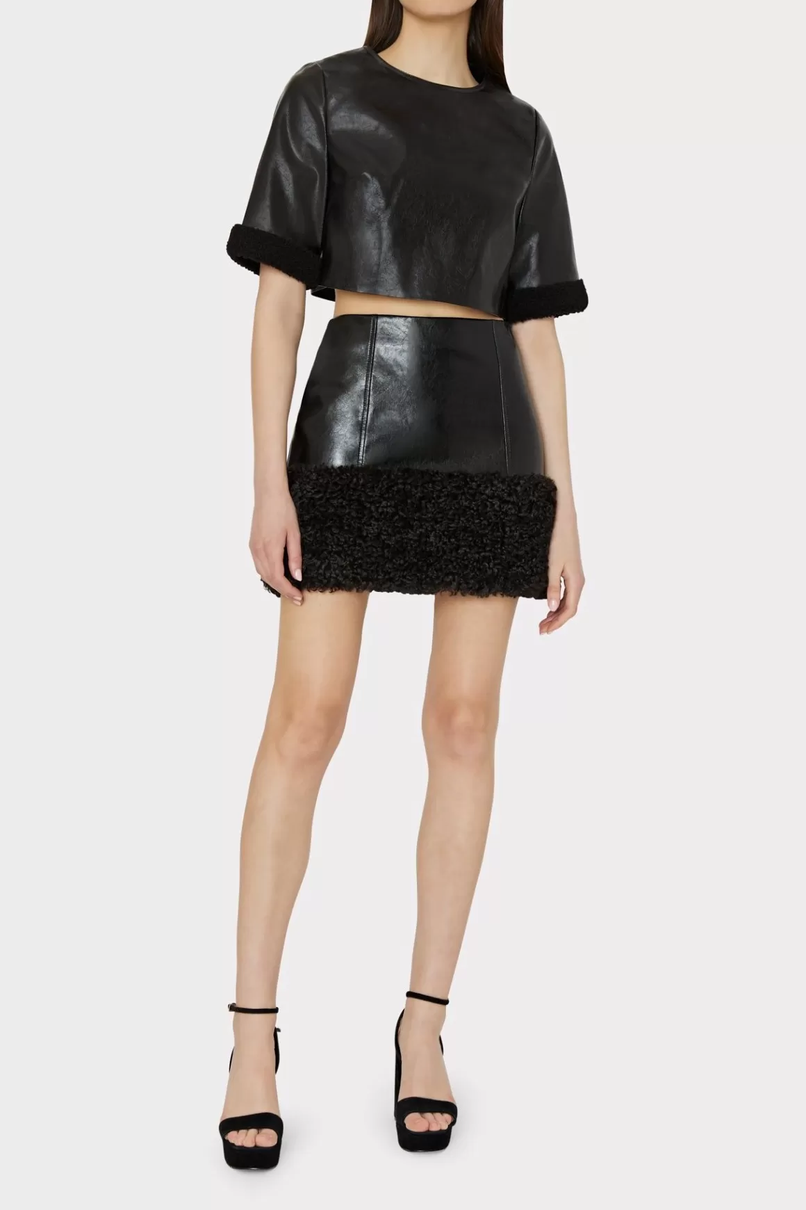 MILLY Skirts-Rochelle Crinkle Vegan Leather Skirt Black