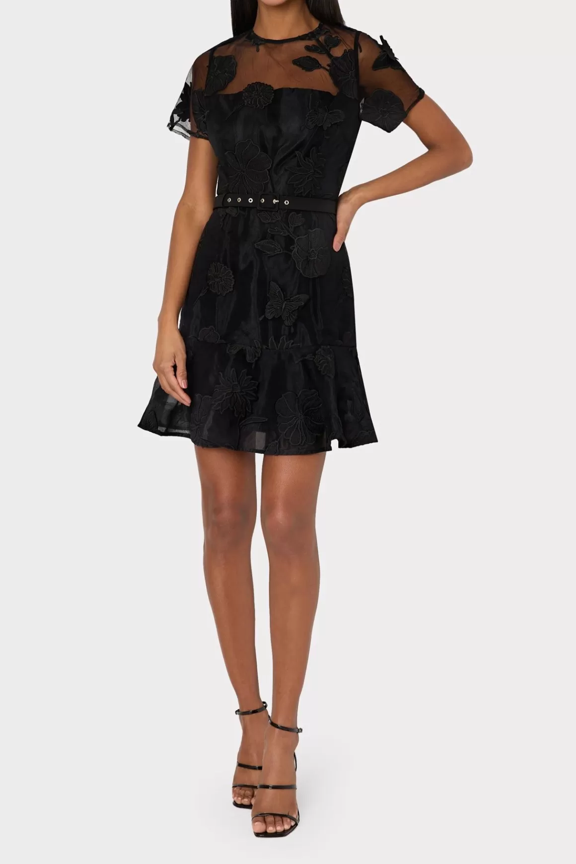 MILLY Guest Of Dresses-Rosie 3D Butterfly Embroidery Dress Black