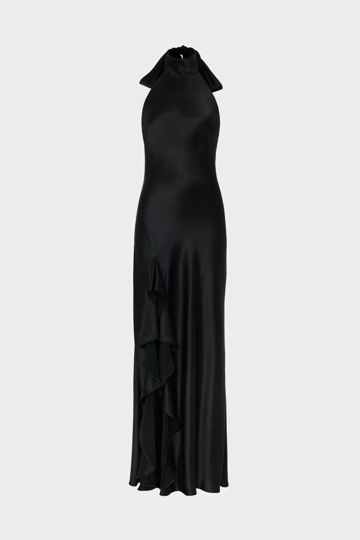 MILLY Little Black Dresses-Roux Hammered Satin Gown Black