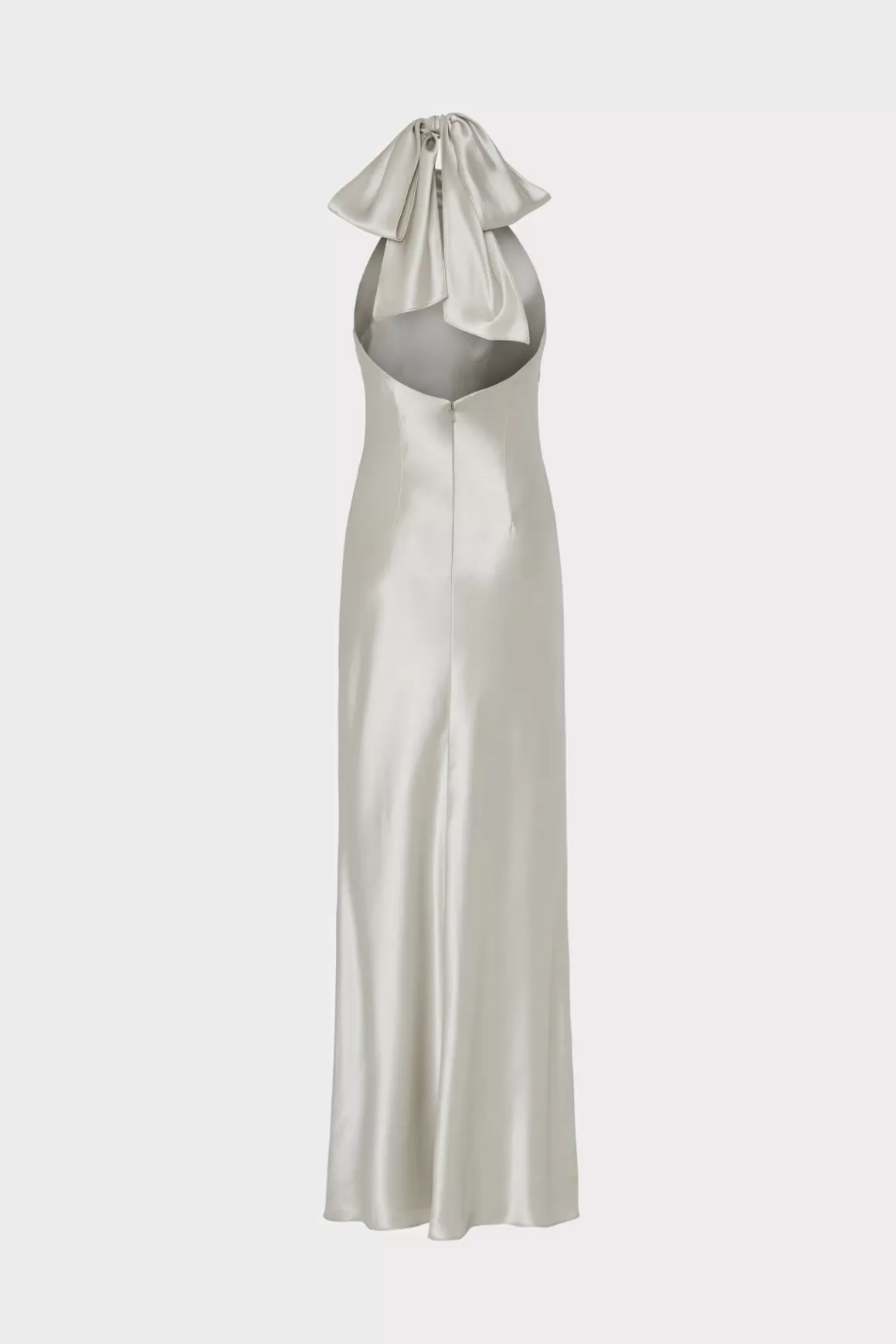 MILLY Evening Gowns-Roux Hammered Satin Gown Silver