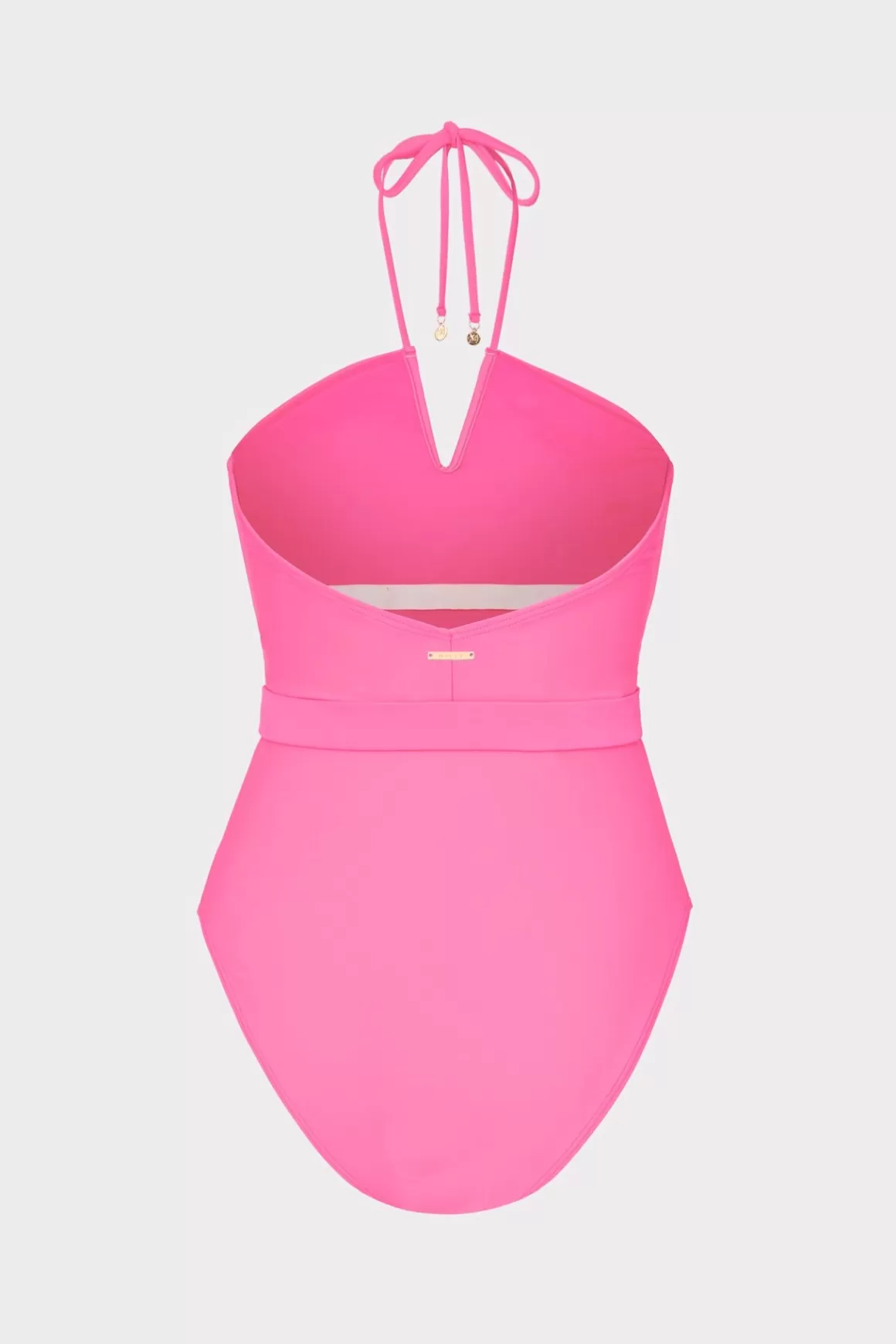 MILLY One Piece Swimsuits-Ruched Halter One Piece Neon Pink