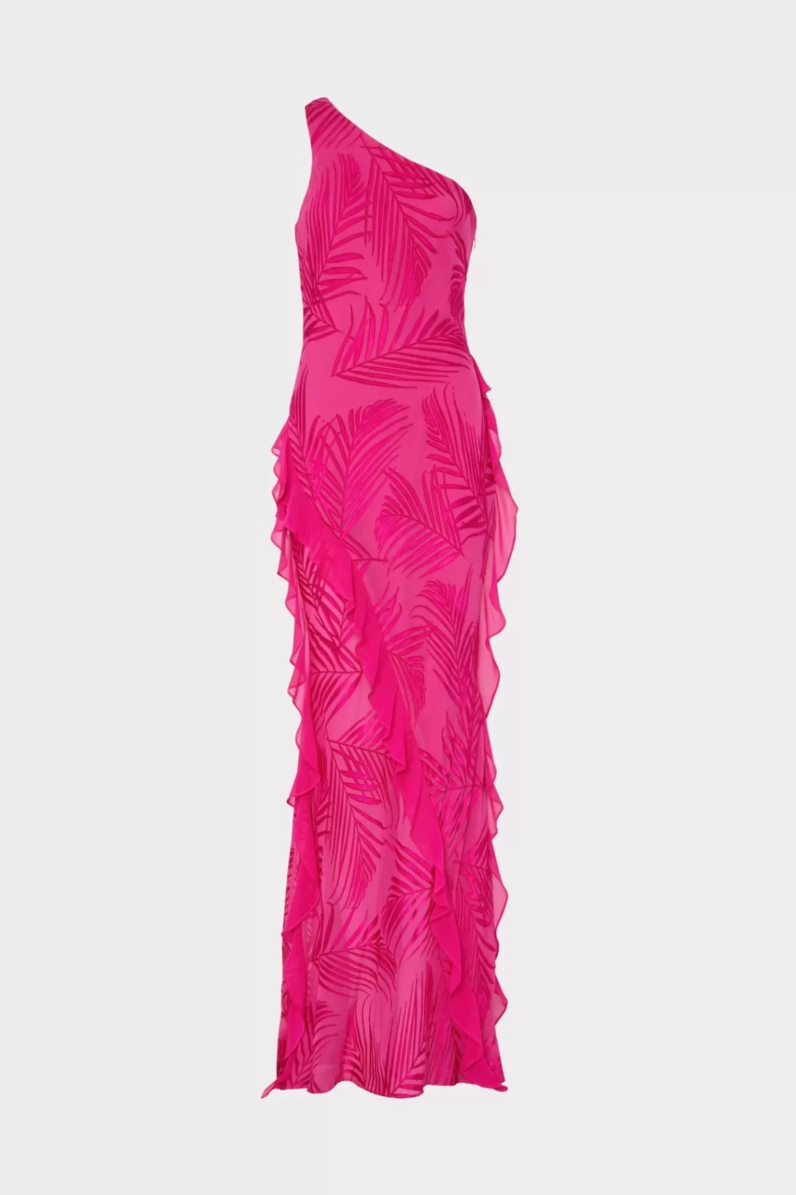 MILLY Evening Gowns-Ryanna Chiffon Devore Dress Pink Palm