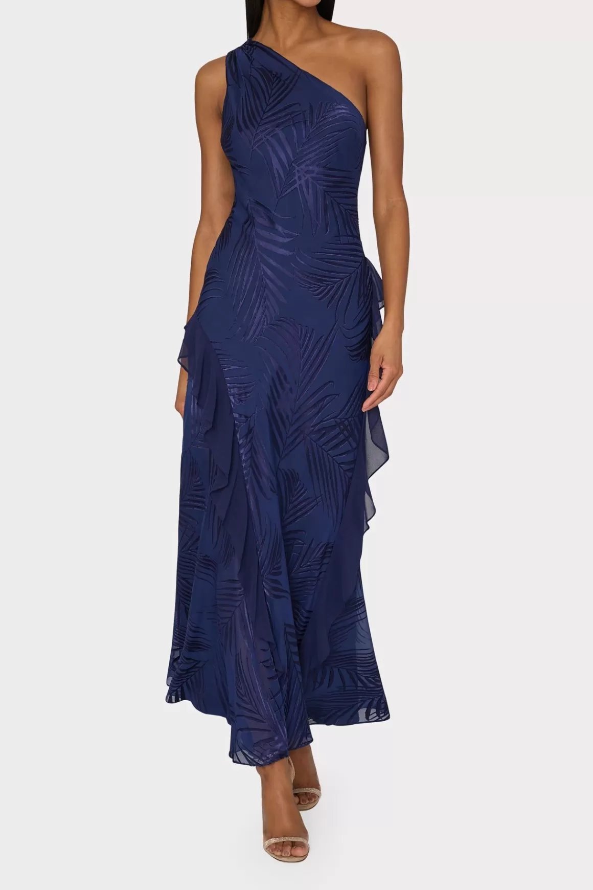 MILLY Maxi Dresses-Ryanna Chiffon Devore Dress Navy