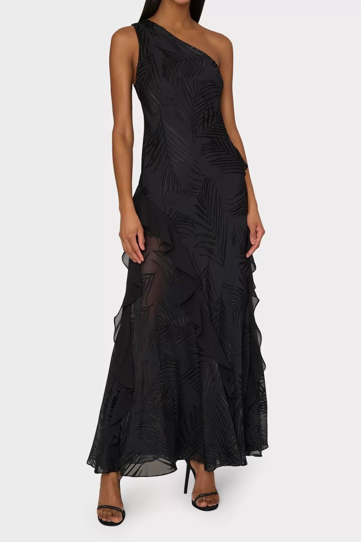 MILLY Maxi Dresses-Ryanna Chiffon Devore Dress Black