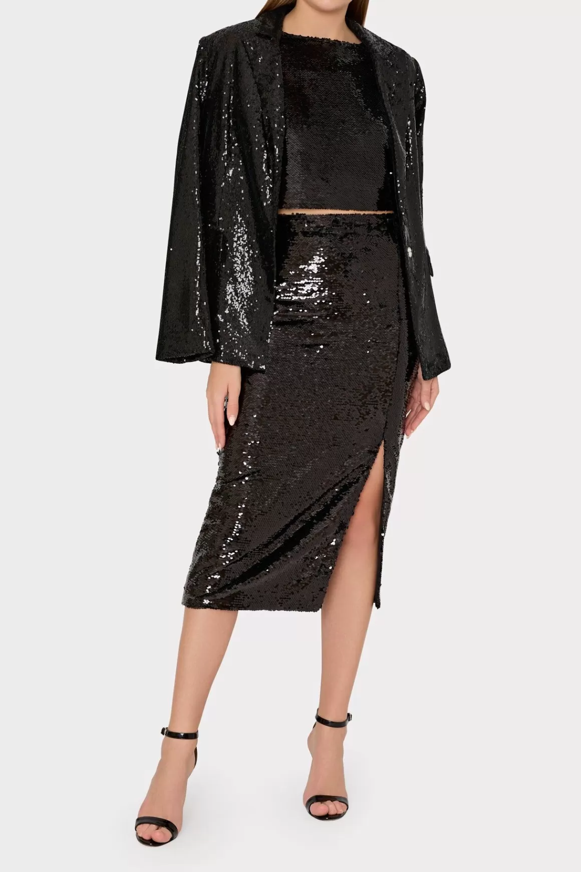 MILLY Skirts-Santanna 3D Sequins Skirt Black