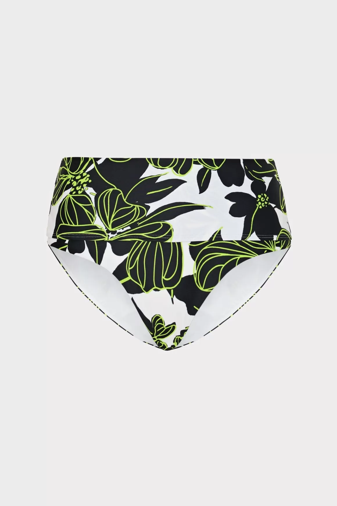 MILLY Bikinis-Sea Of Petals High Waisted Bikini Bottom Chartreuse/Black