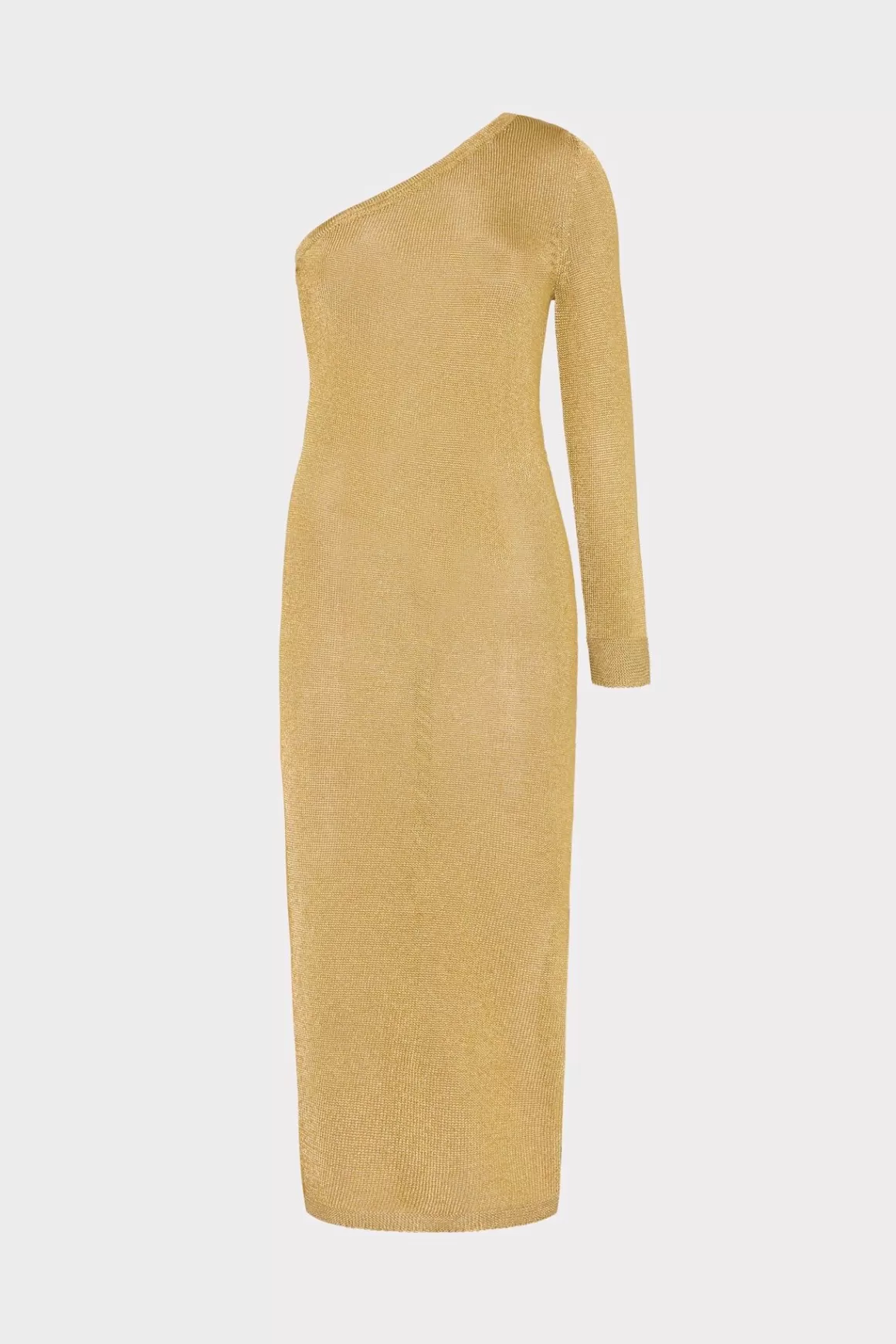 MILLY Sweaters & Knits-Senna Metallic One Shoulder Midi Dress Gold