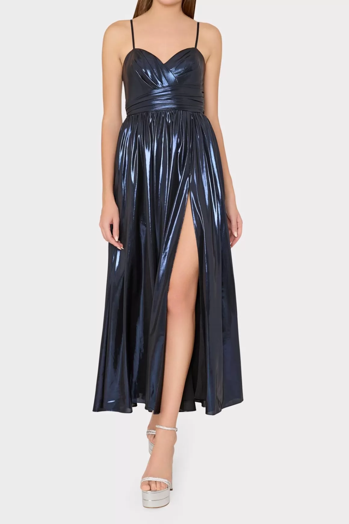 MILLY Maxi Dresses-Shannon Metallic Dress Navy