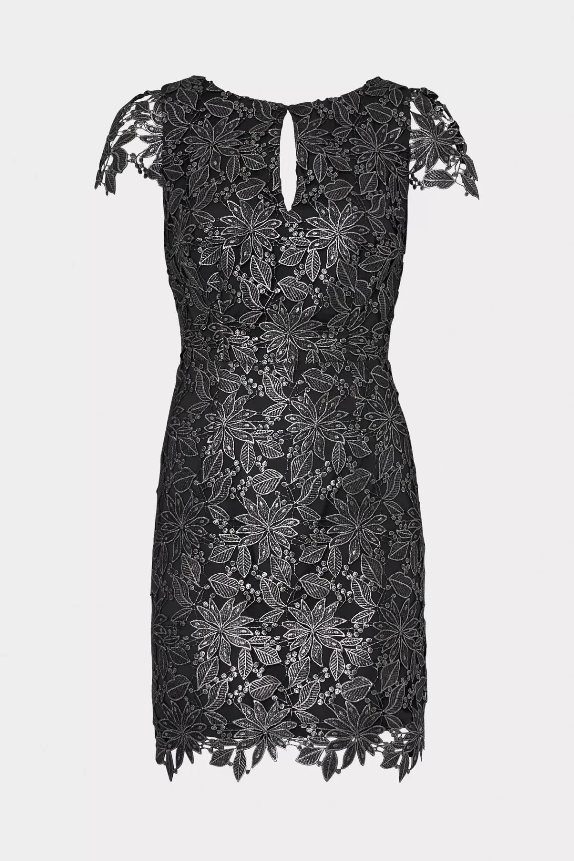 MILLY Little Black Dresses-Shayna Foiled Lace Dress Black