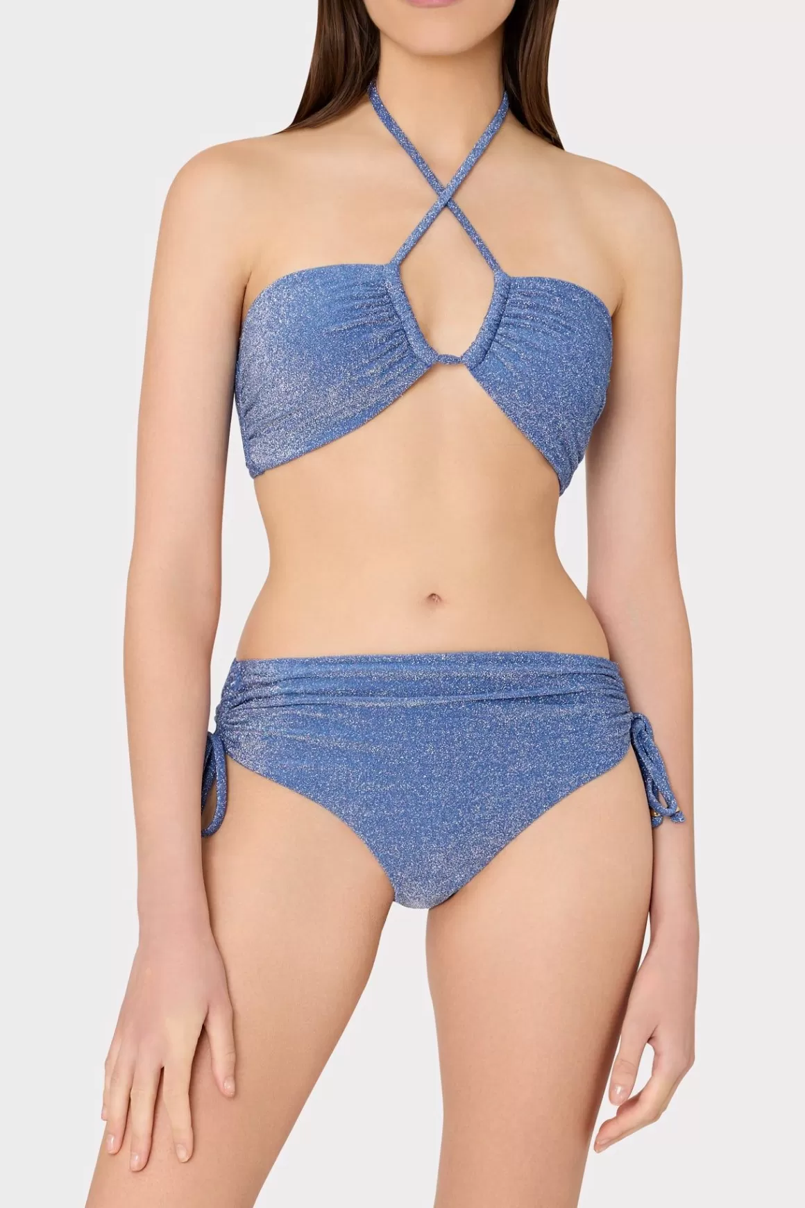 MILLY Bikinis-Shimmer Bikini Bottom Blue