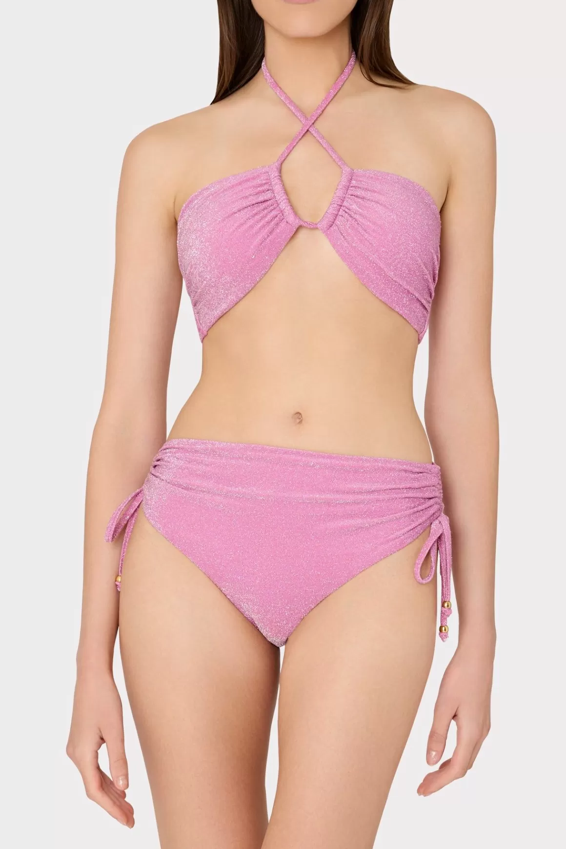 MILLY Jumpsuits & Rompers-Shimmer Bikini Bottom Pink