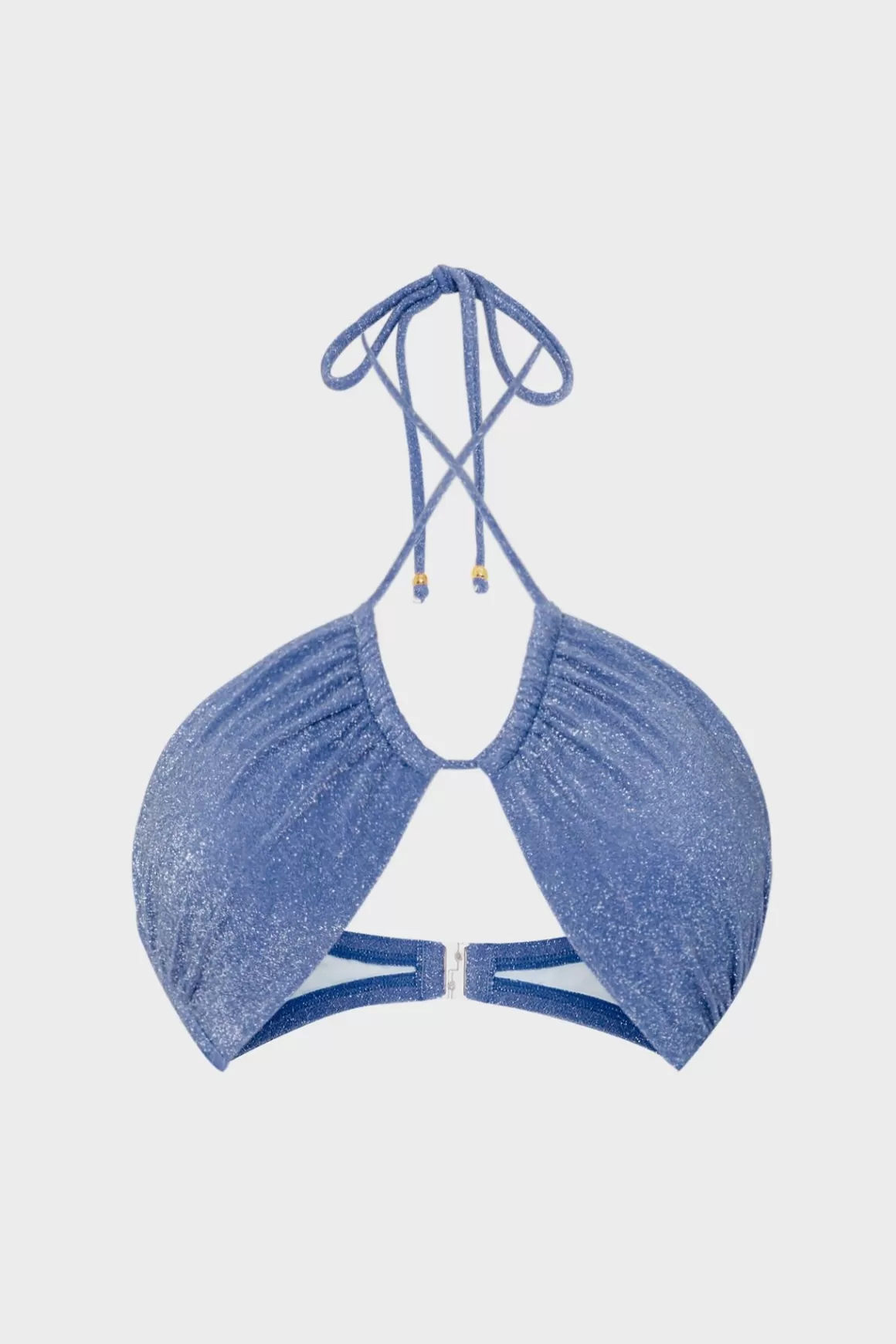 MILLY Bikinis-Shimmer Halter Bikini Top Blue