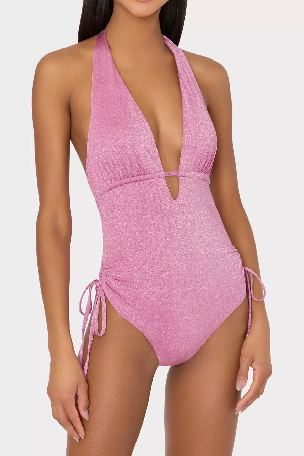 MILLY Jumpsuits & Rompers-Shimmer Halter One Piece Pink