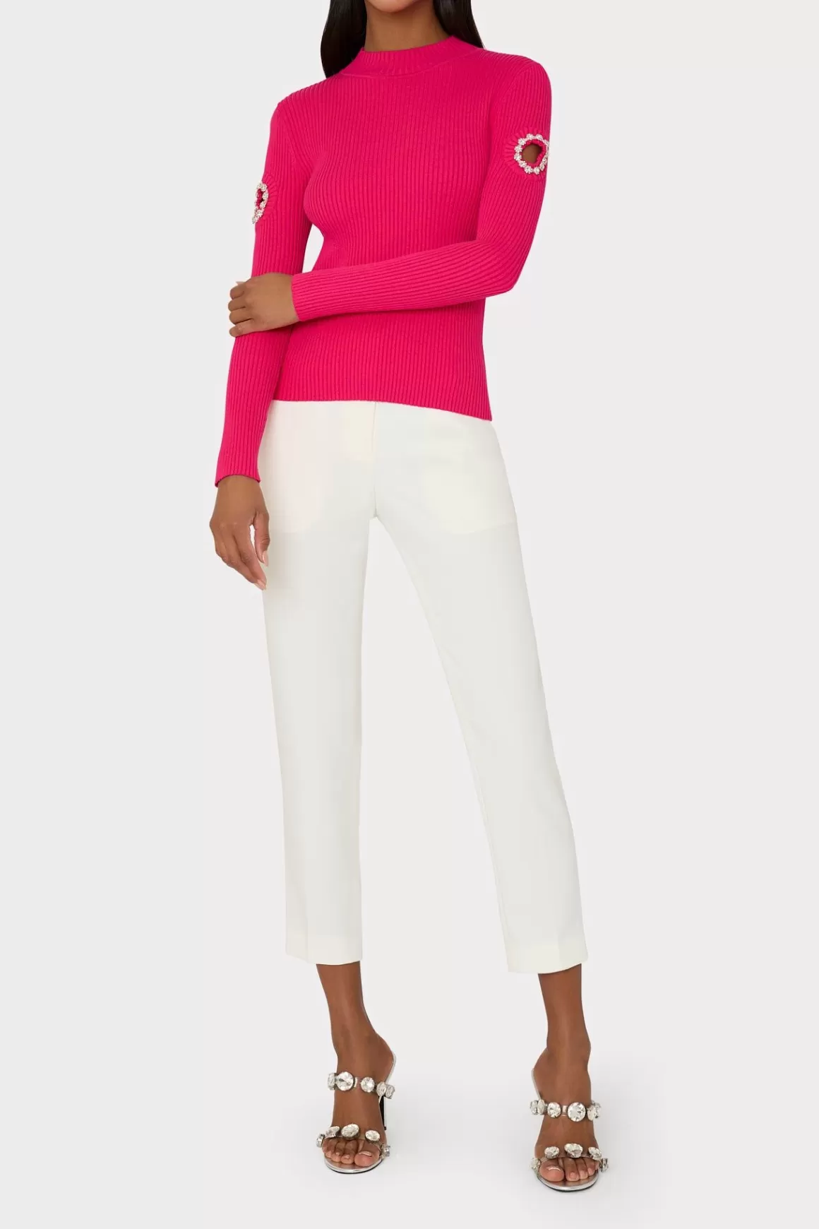 MILLY Sweaters & Knits-Shoulder Cut Out Knit Mock Neck Milly Pink