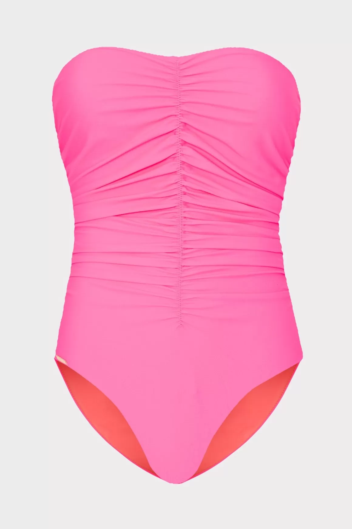 MILLY One Piece Swimsuits-Solid Carvico Vita Ruched One Piece Pink