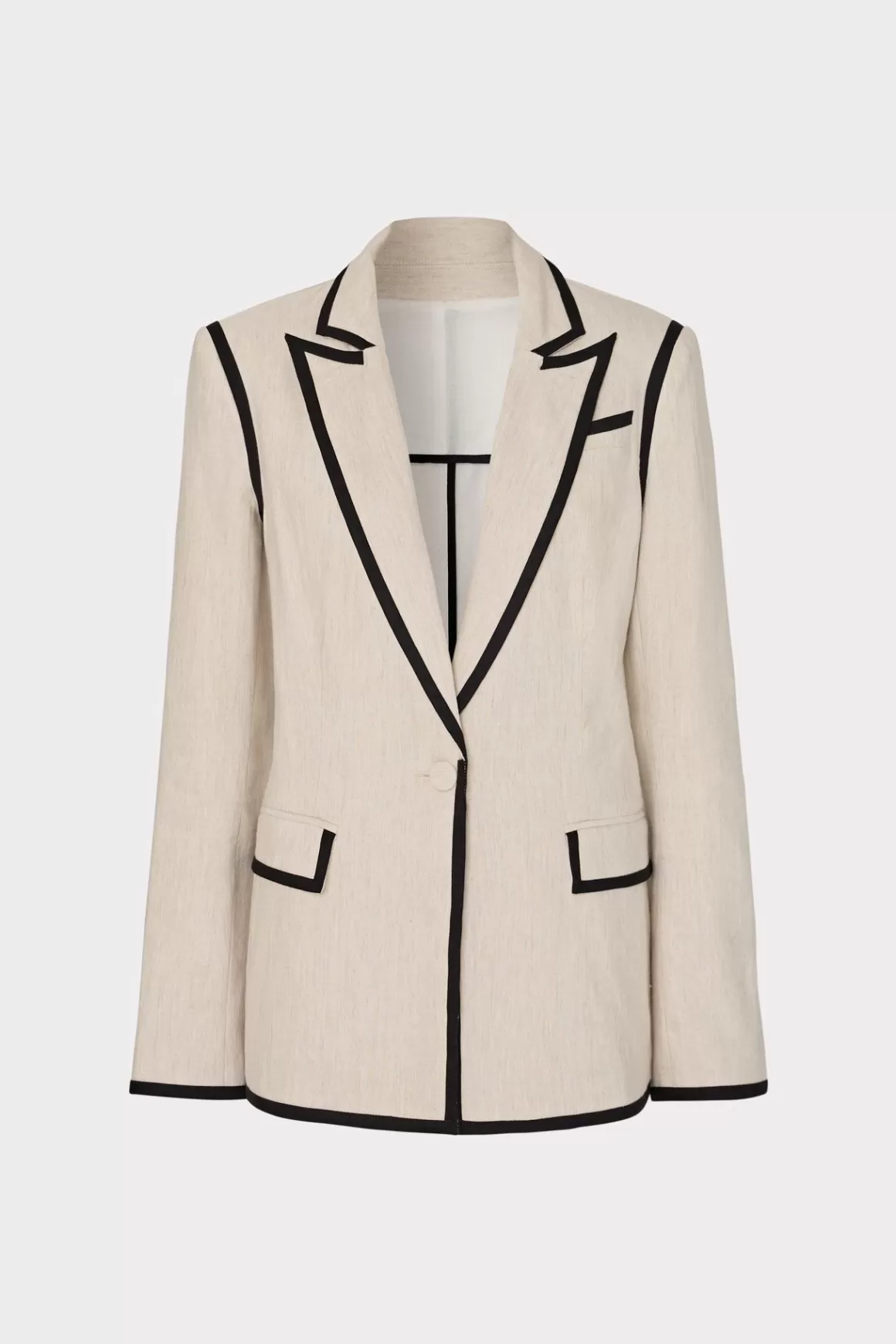 MILLY Blazers-Solid Linen Jacket Natural