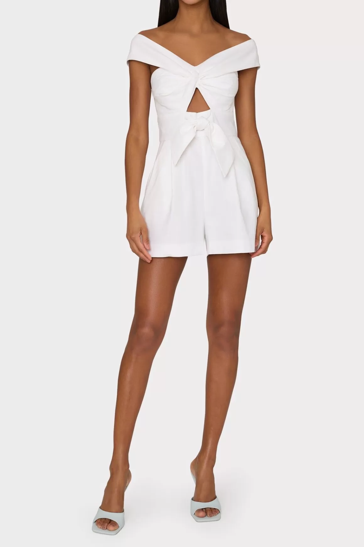 MILLY Day Dresses-Solid Linen Romper White