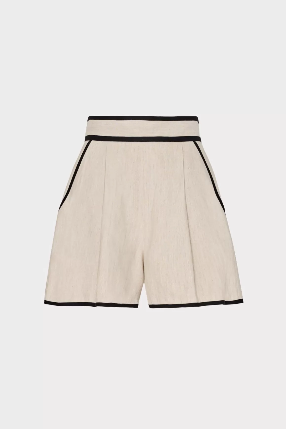 MILLY Matching Sets-Solid Linen Shorts Natural