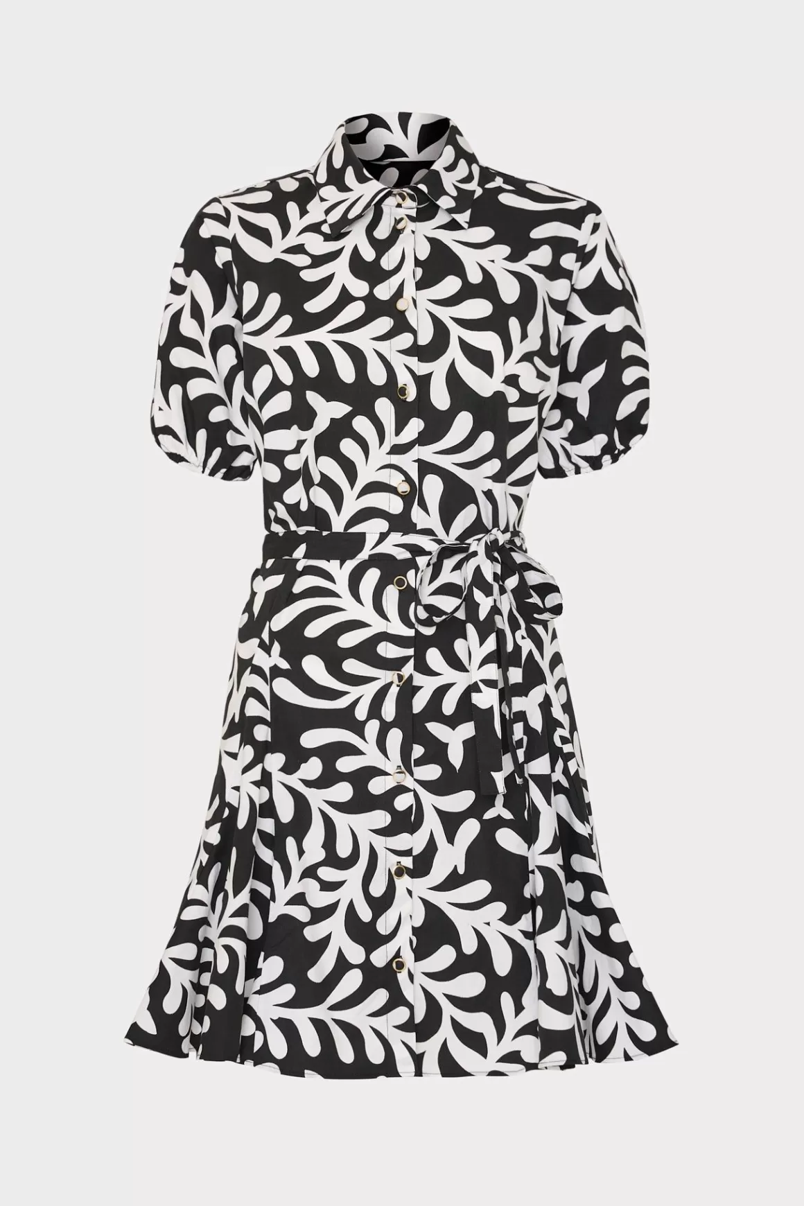 MILLY Day Dresses-Spanish Vine Poplin Mini Dress Black/White