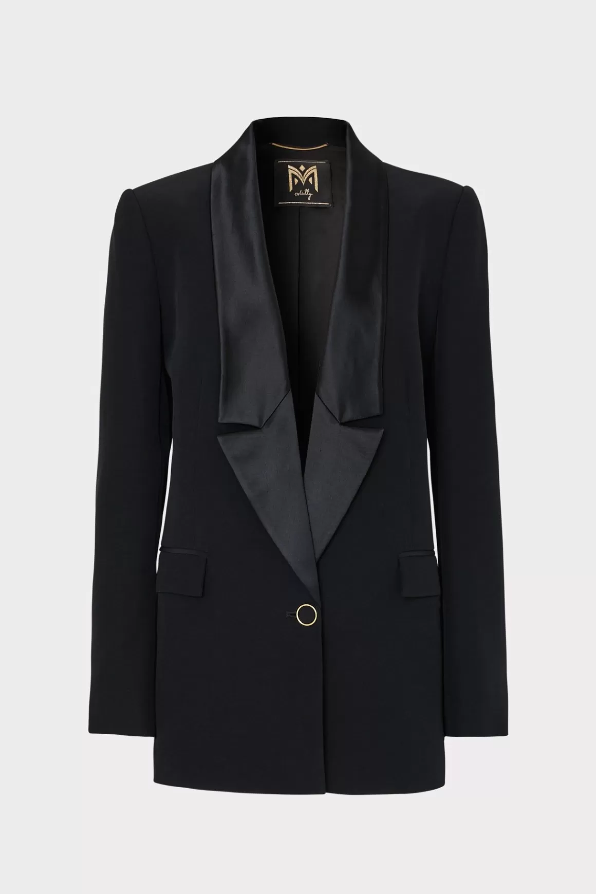 MILLY Blazers-Stacy Hammered Satin Blazer Black