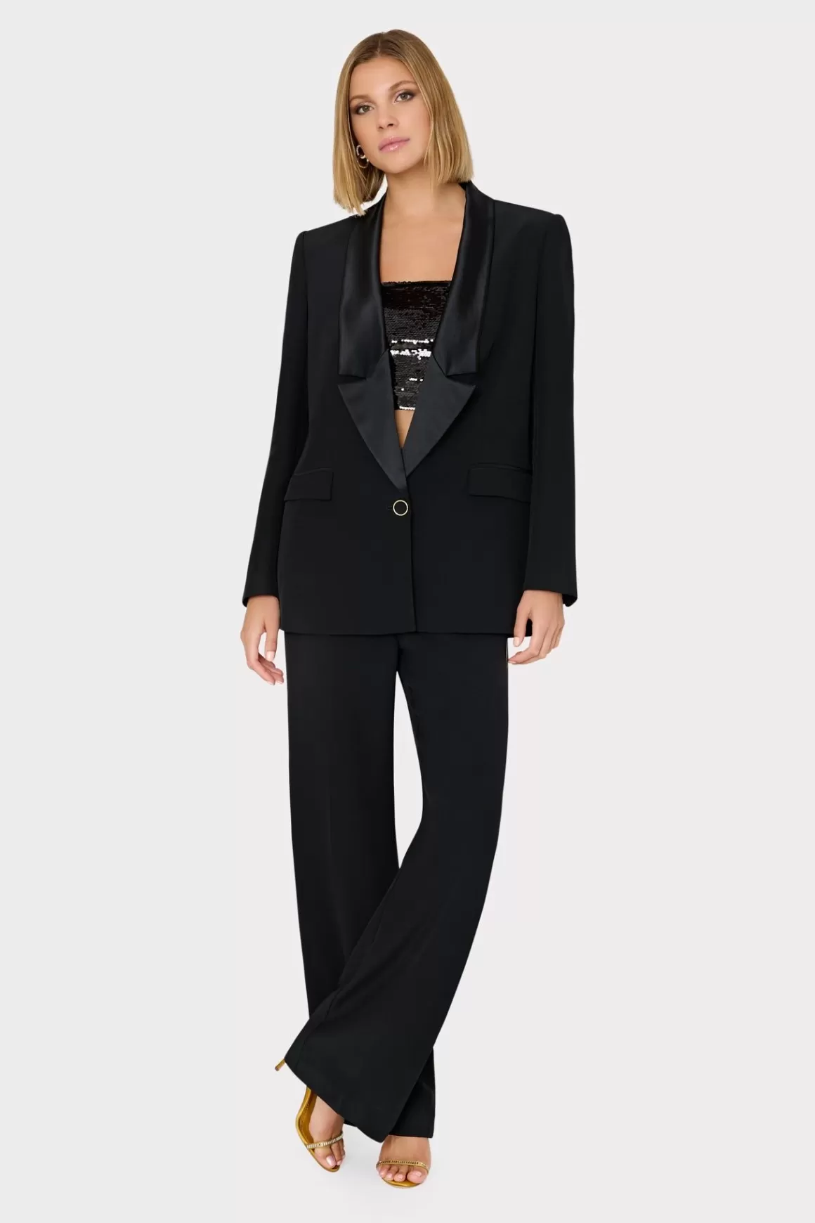 MILLY Blazers-Stacy Hammered Satin Blazer Black