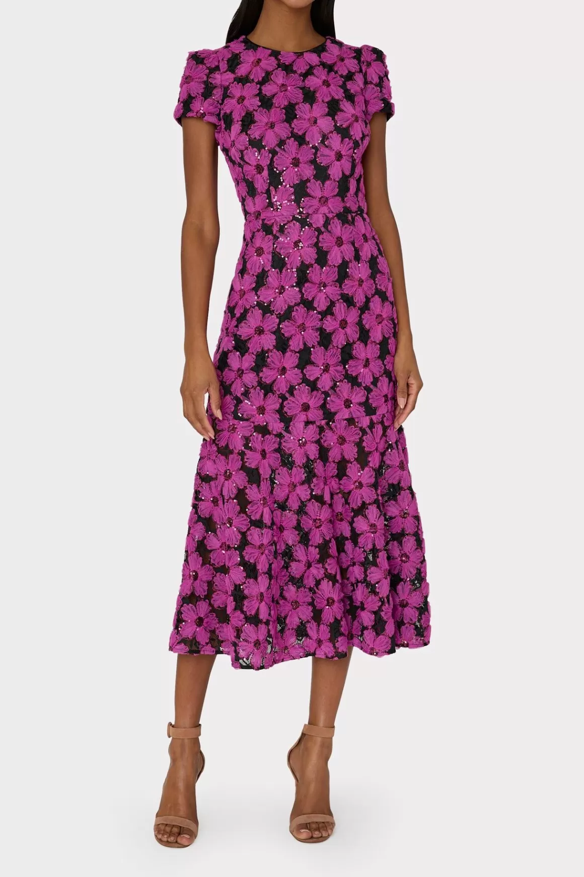 MILLY Pink Dresses-Tahlia Tulle Embroidery Dress Pink/Black