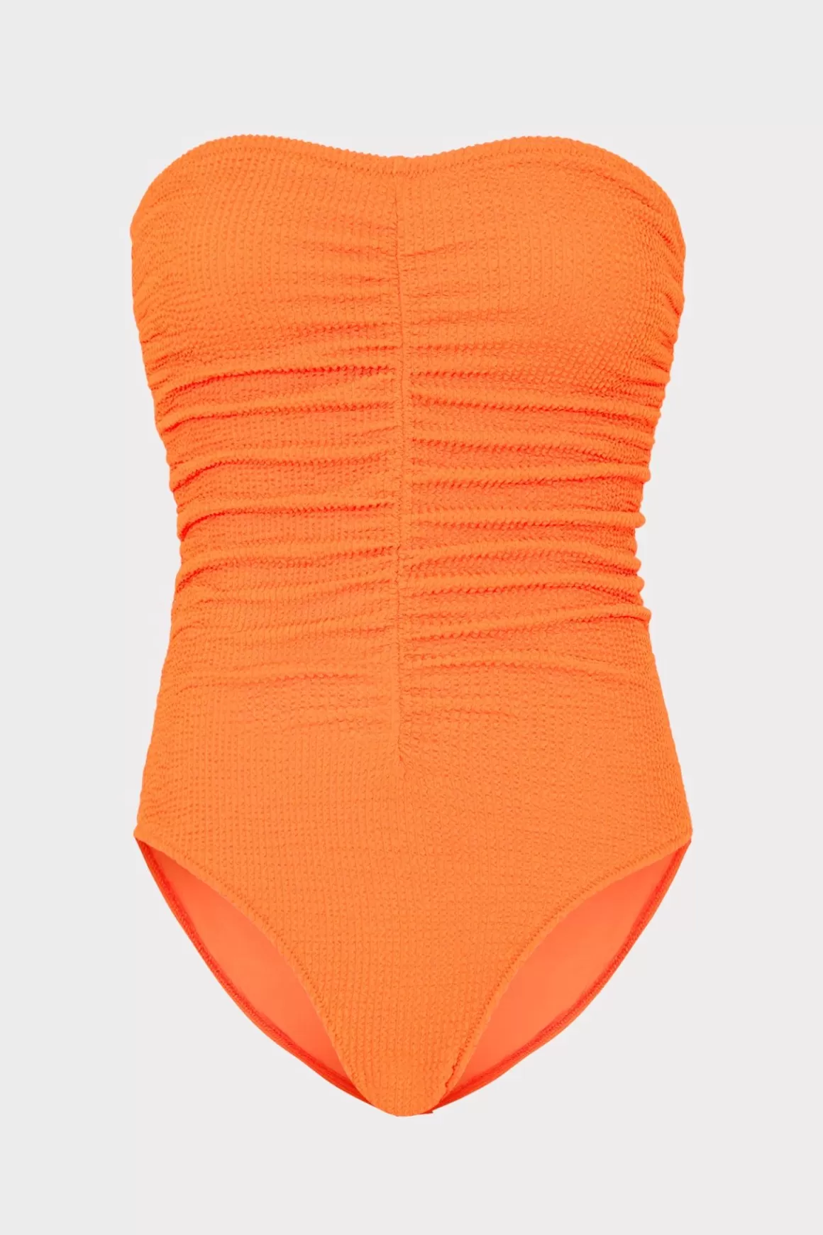 MILLY Jumpsuits & Rompers-Textured Ruched One Piece Neon Orange