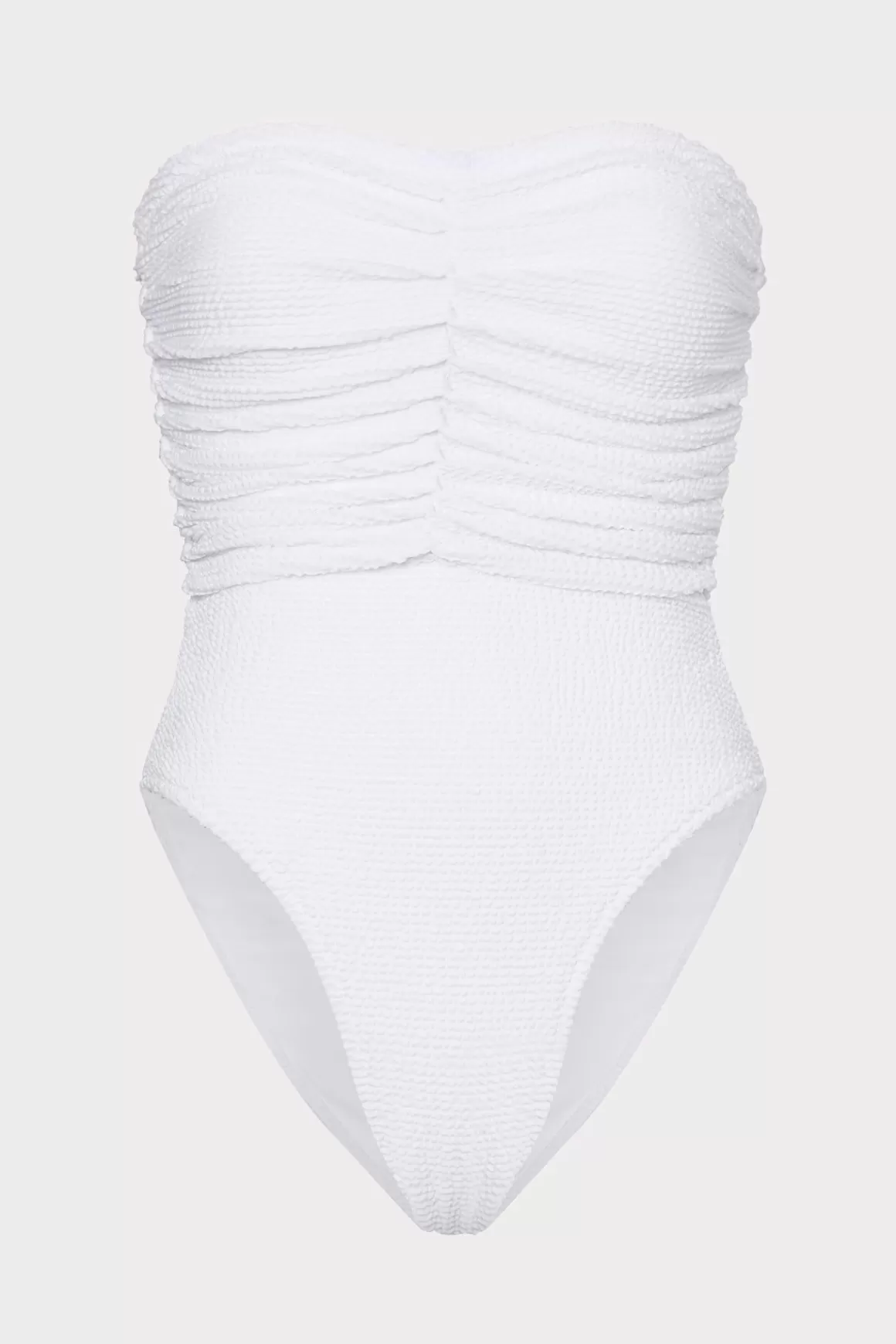 MILLY One Piece Swimsuits-Textured Ruched One Piece White