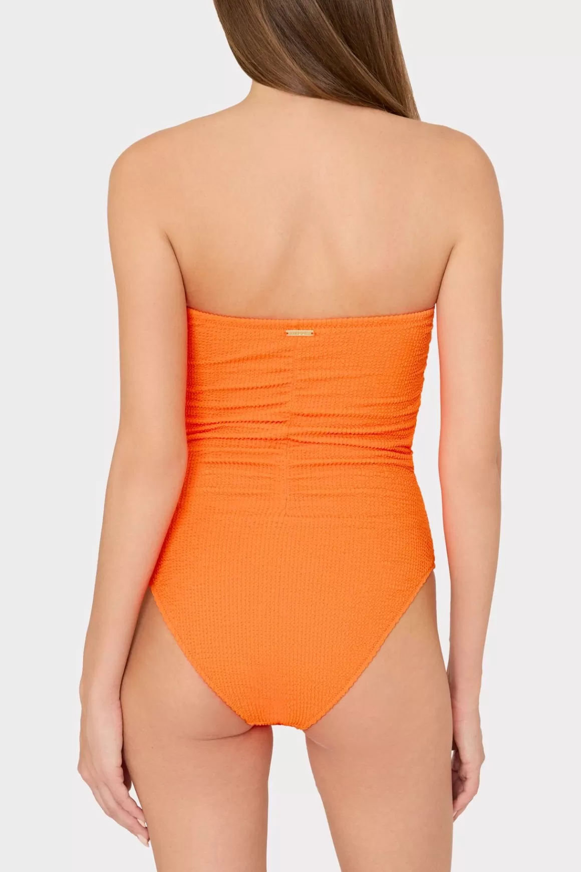 MILLY One Piece Swimsuits-Textured Ruched One Piece Neon Orange